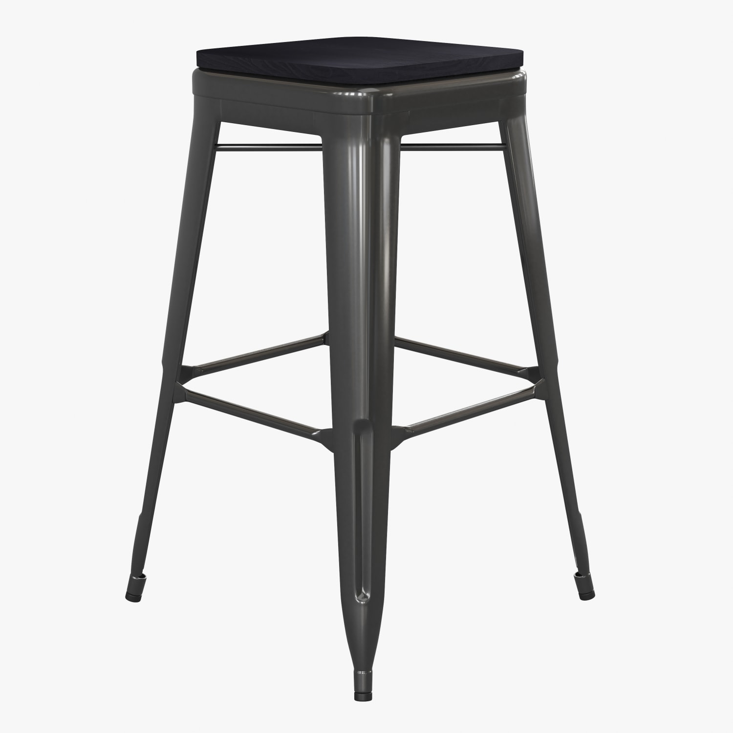 Flash Furniture Cierra Set of 4 Commercial Grade 30in High Backless Metal Indoor Bar Height Stools with All-Weather Poly Resin Seats, Black Resin Wood Seat/Black Frame - Image 3