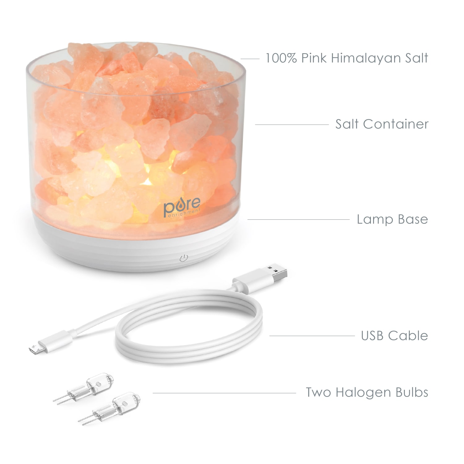 Pure Enrichment PureGlow USB Salt Lamp, 4-3/8inH x 4-1/2inW x 4-1/2inL, Pink - Image 4