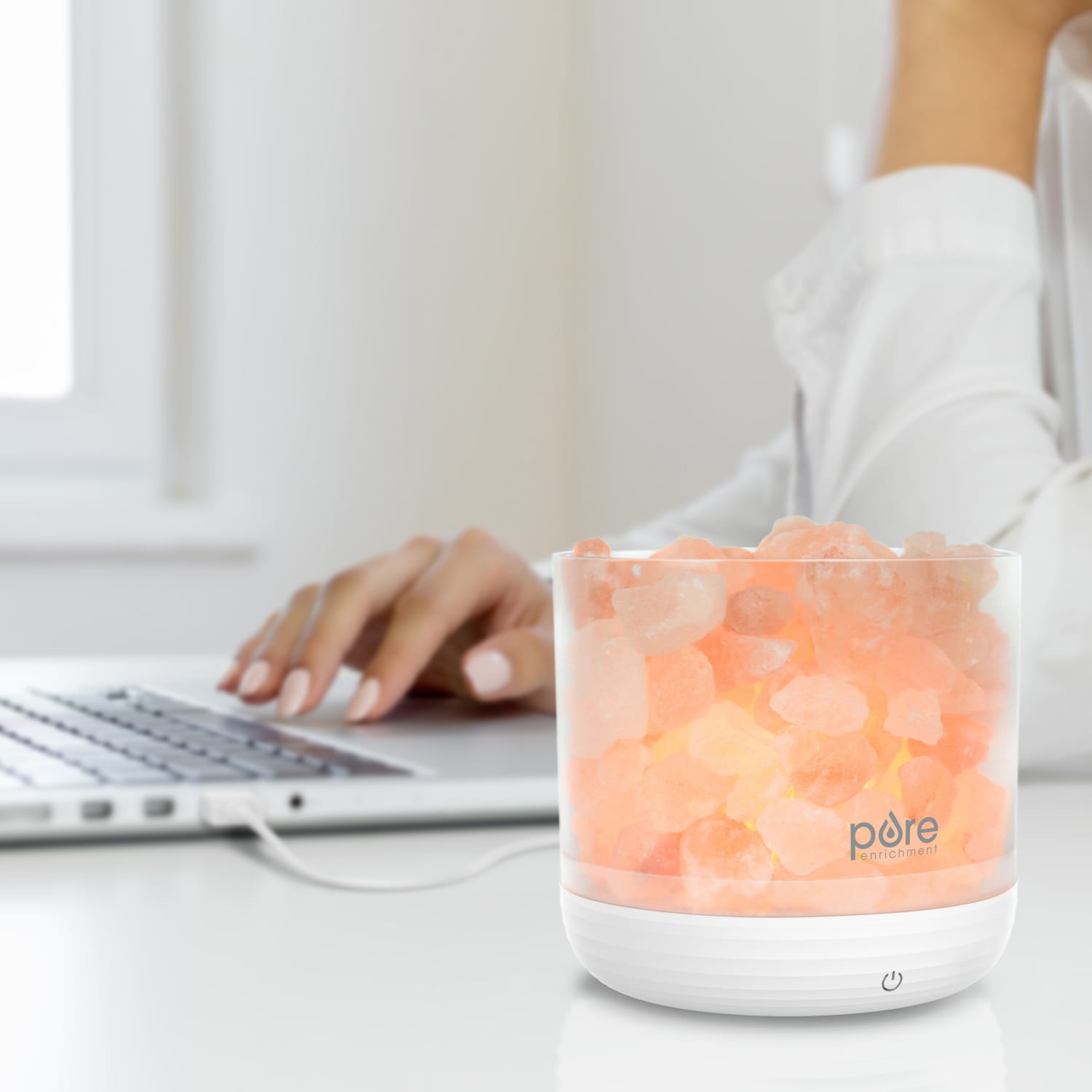 Pure Enrichment PureGlow USB Salt Lamp, 4-3/8inH x 4-1/2inW x 4-1/2inL, Pink - Image 6