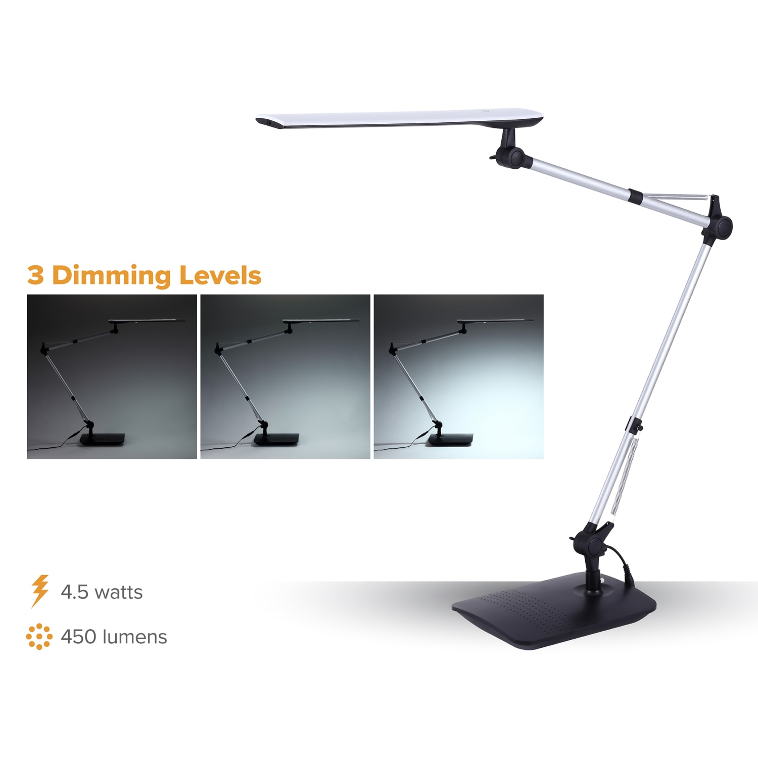 Bostitch Dual-Swing Arm LED Desk Lamp, 49inH, Black - Image 3
