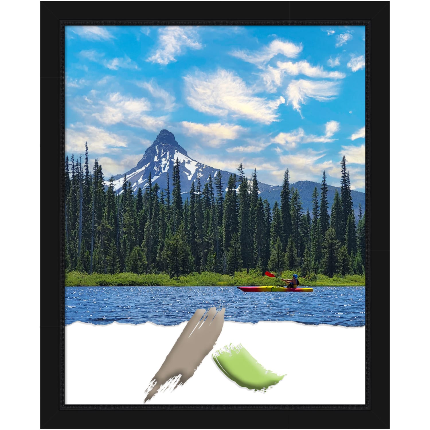 Amanti Art Narrow Picture Frame, Opening Size 16in x 20in, 16inH x 13inW x 3/4inD, Avon Black