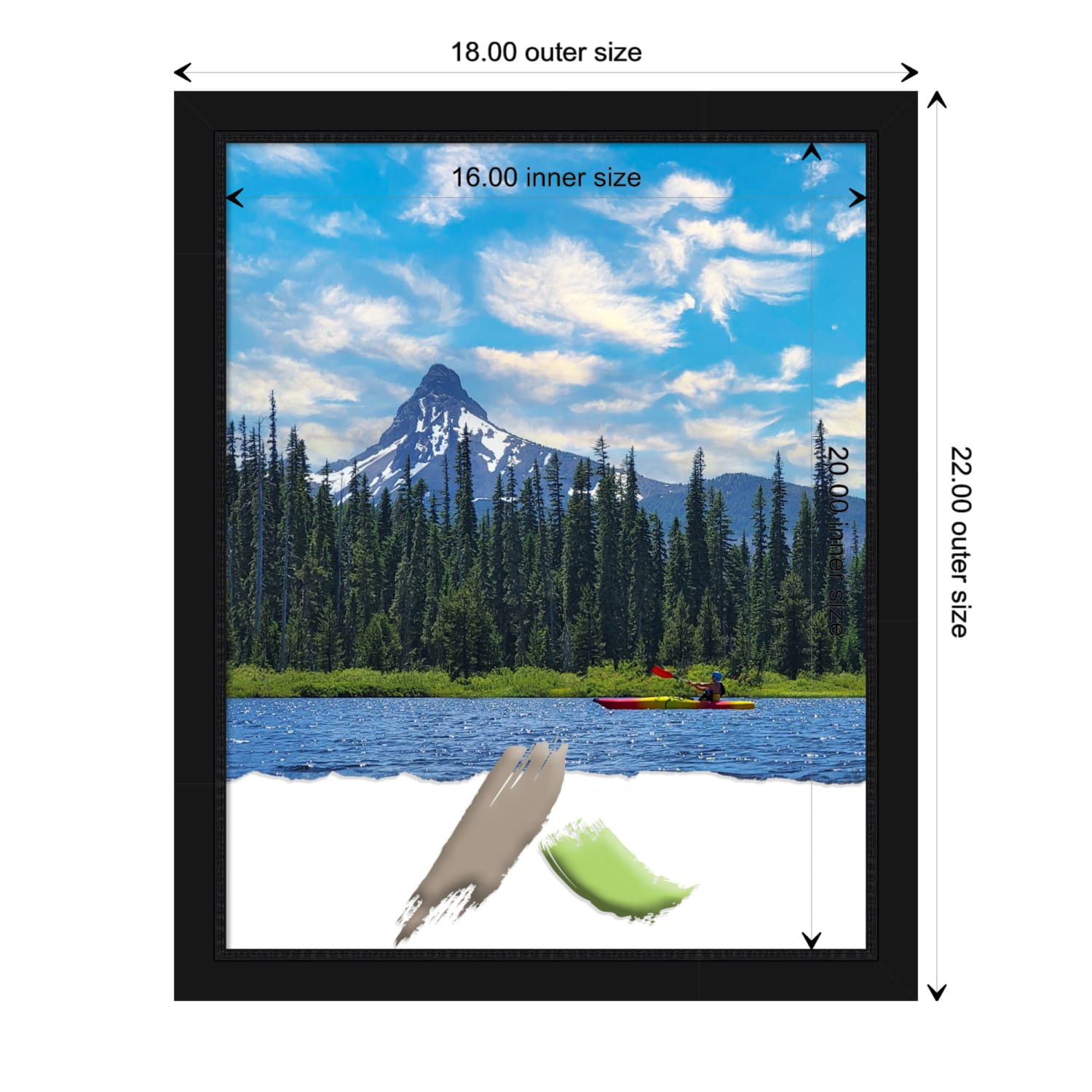 Amanti Art Narrow Picture Frame, Opening Size 16in x 20in, 16inH x 13inW x 3/4inD, Avon Black - Image 5