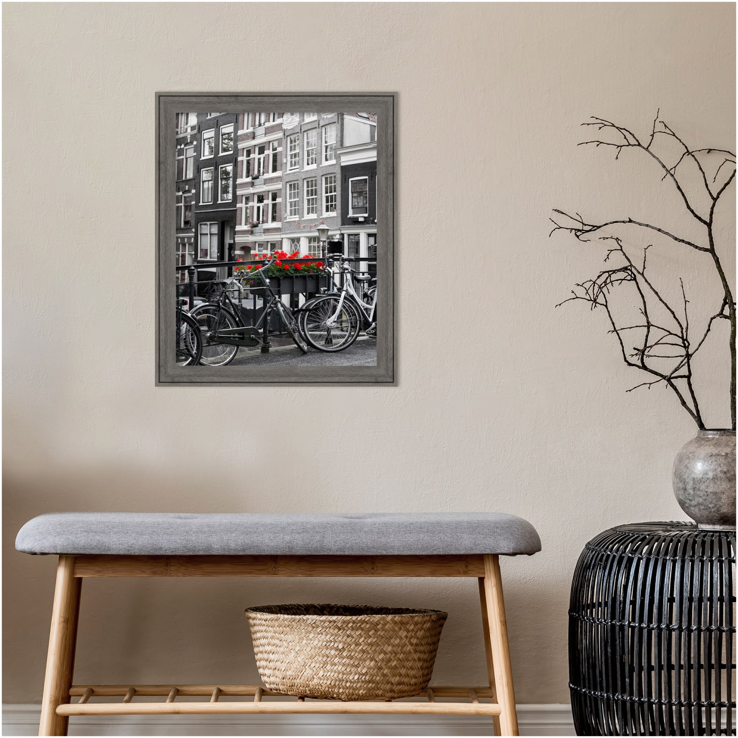 Amanti Art Narrow Wood Picture Frame, 23in x 19in, Matted For 16in x 20in, Regis Barnwood Gray - Image 5