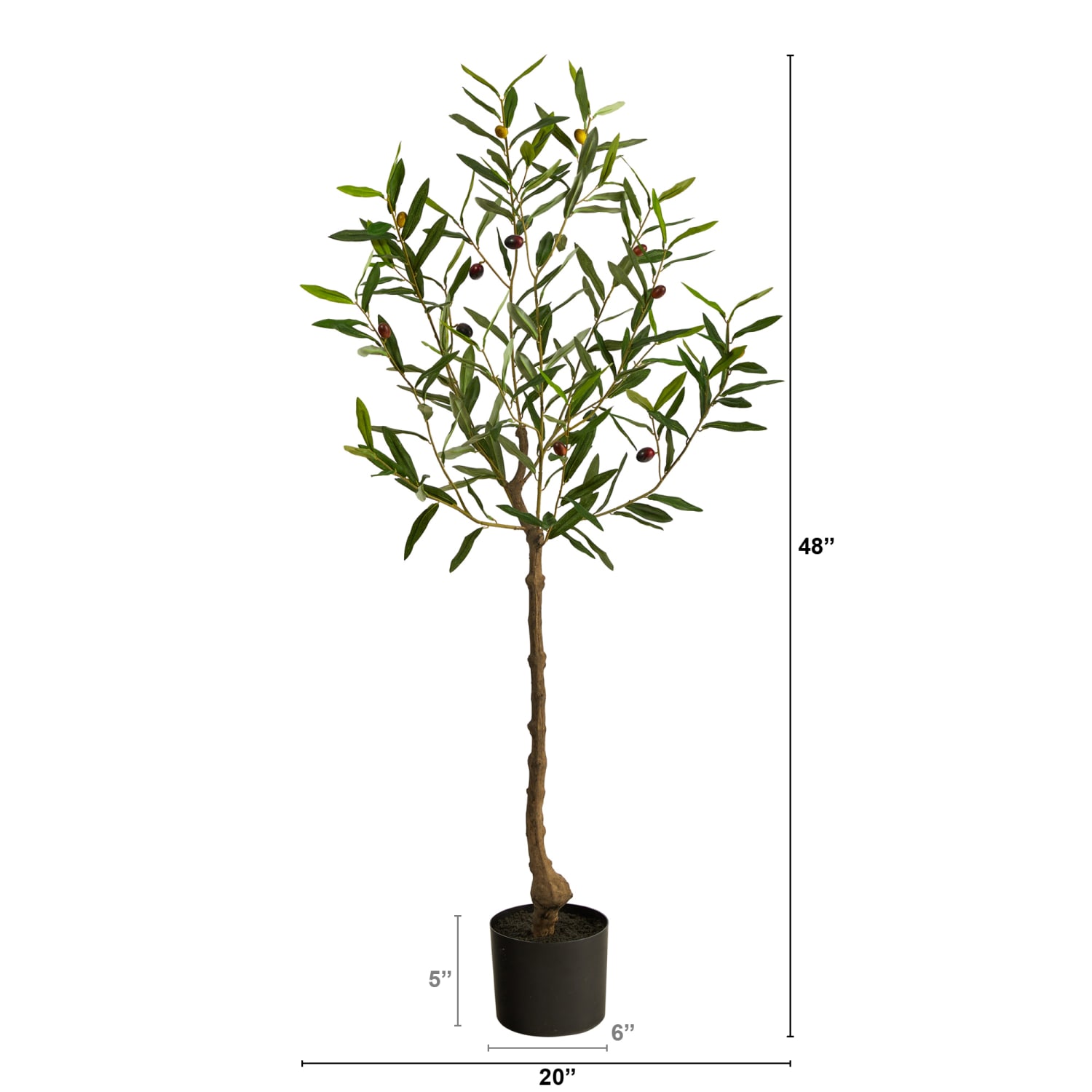 Nearly Natural Olive Tree 48inH Artificial Plant With Planter, 48inH x 20inW x 12inD, Green/Black - Image 3