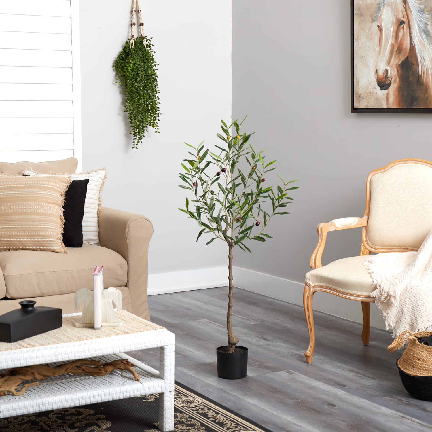 Nearly Natural Olive Tree 48inH Artificial Plant With Planter, 48inH x 20inW x 12inD, Green/Black - Image 5
