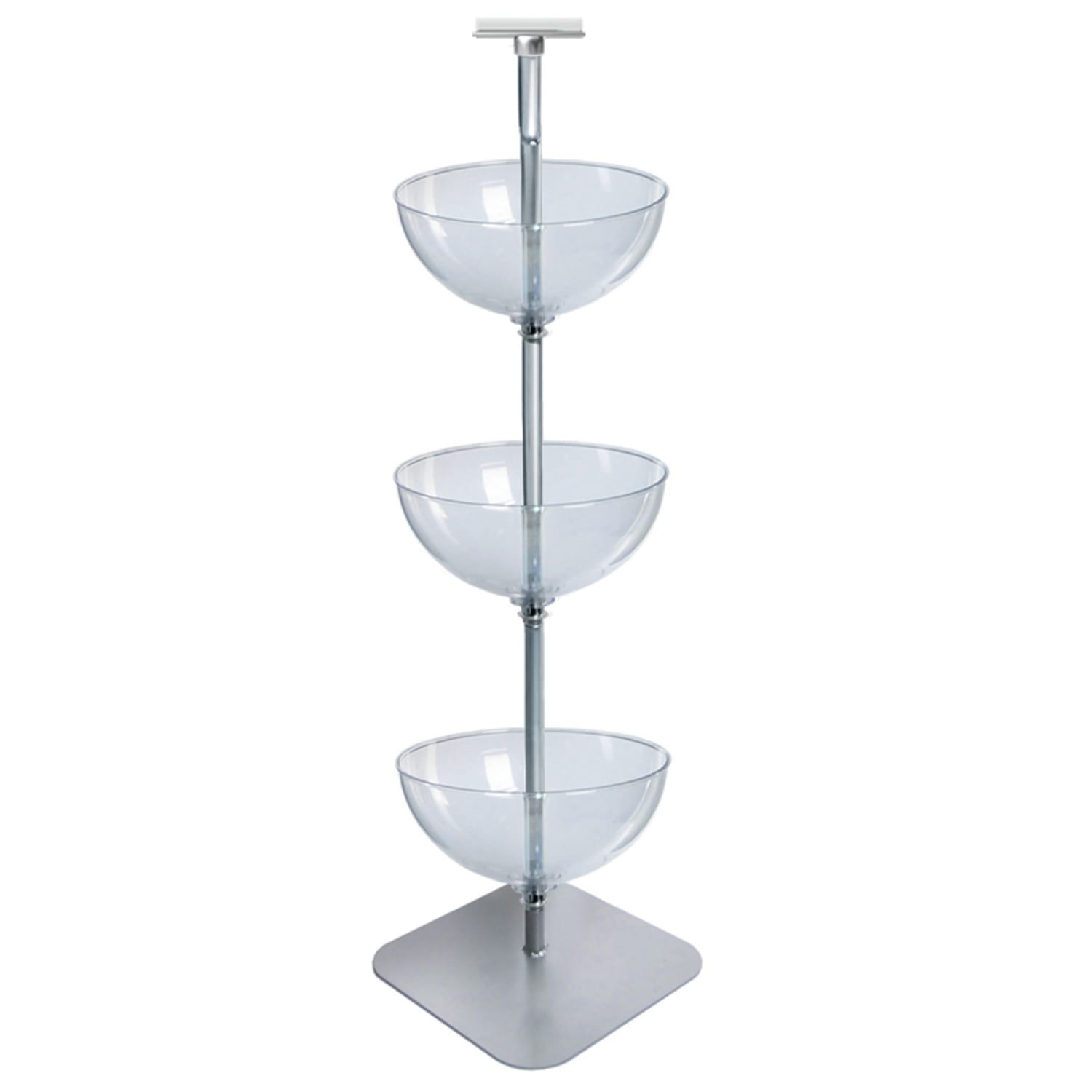 Azar Displays 3-Tiered Bowl Display, 16inD Bowls, Clear