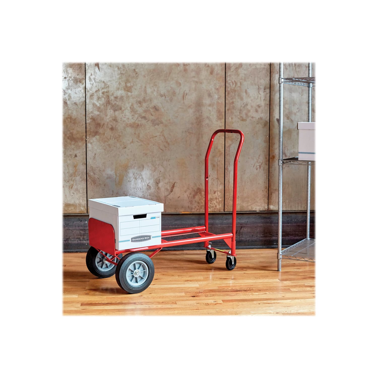Safco Heavy-Duty Convertible Handle Truck, 500-600 Lb. Capacity, 10in Wheel - Image 4