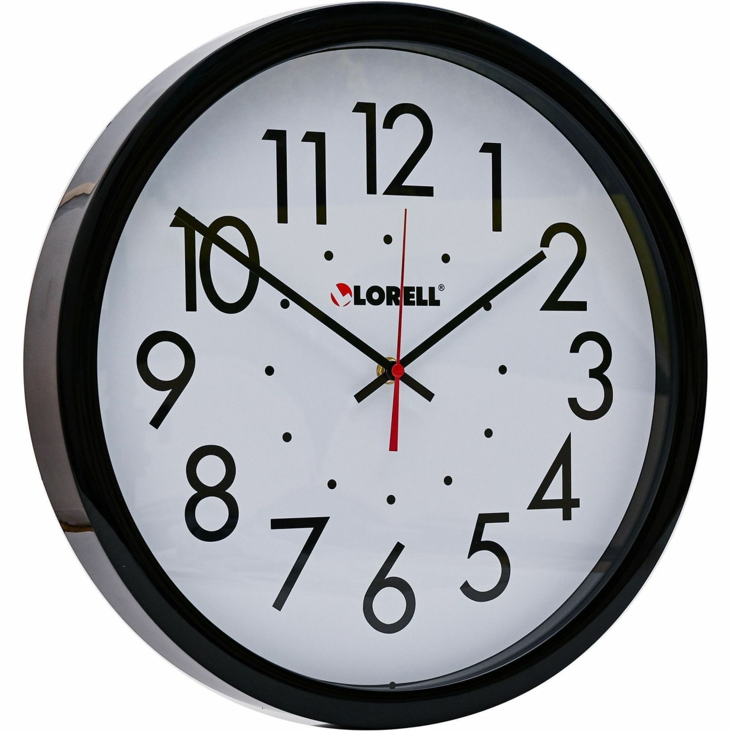 Lorell 14-1/2in Self-Set Wall Clock - Analog - Quartz - White Main Dial - Black Case - Image 3