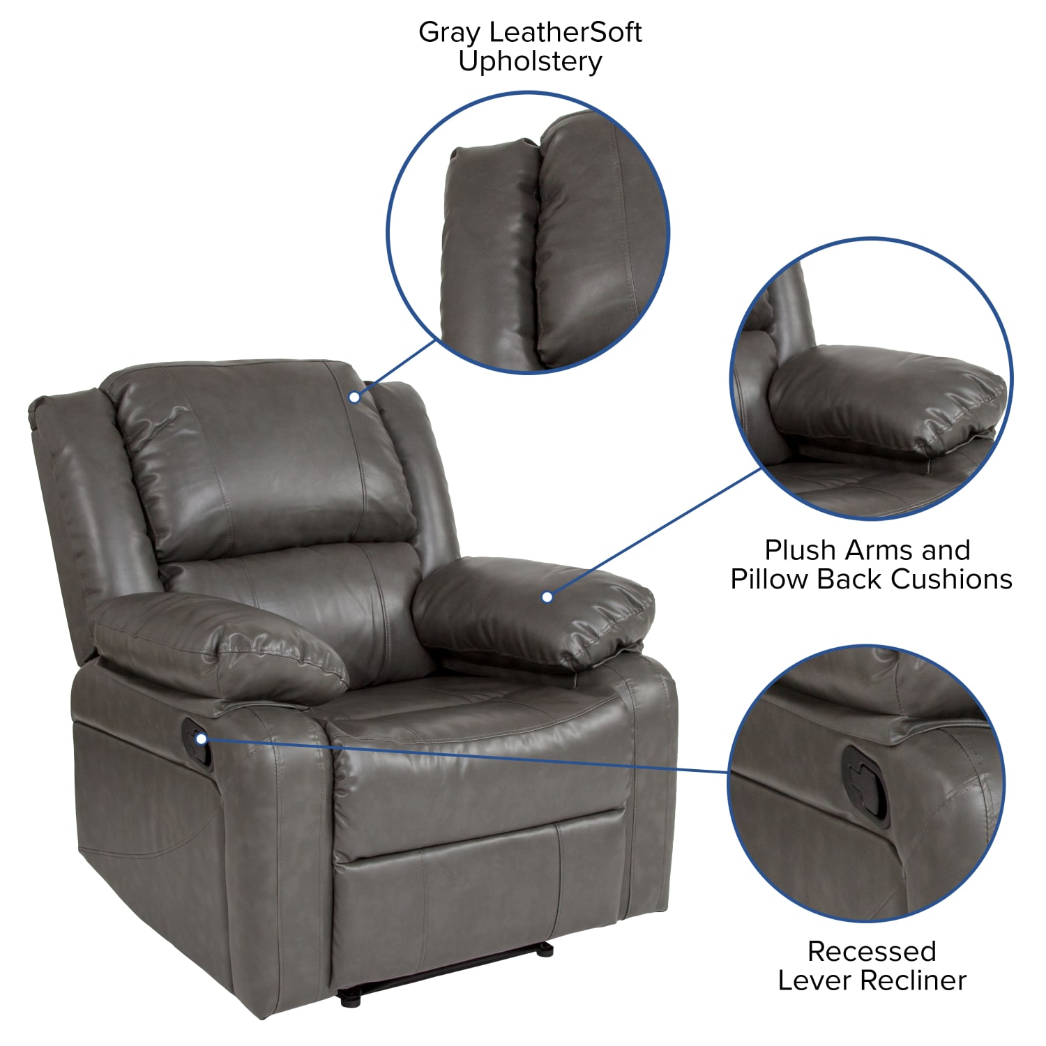 Flash Furniture Harmony Series Recliner Chair GrayBlack PopularChairscom Flash Furniture Harmony Series Recliner Chair GrayBlack PopularChairscom