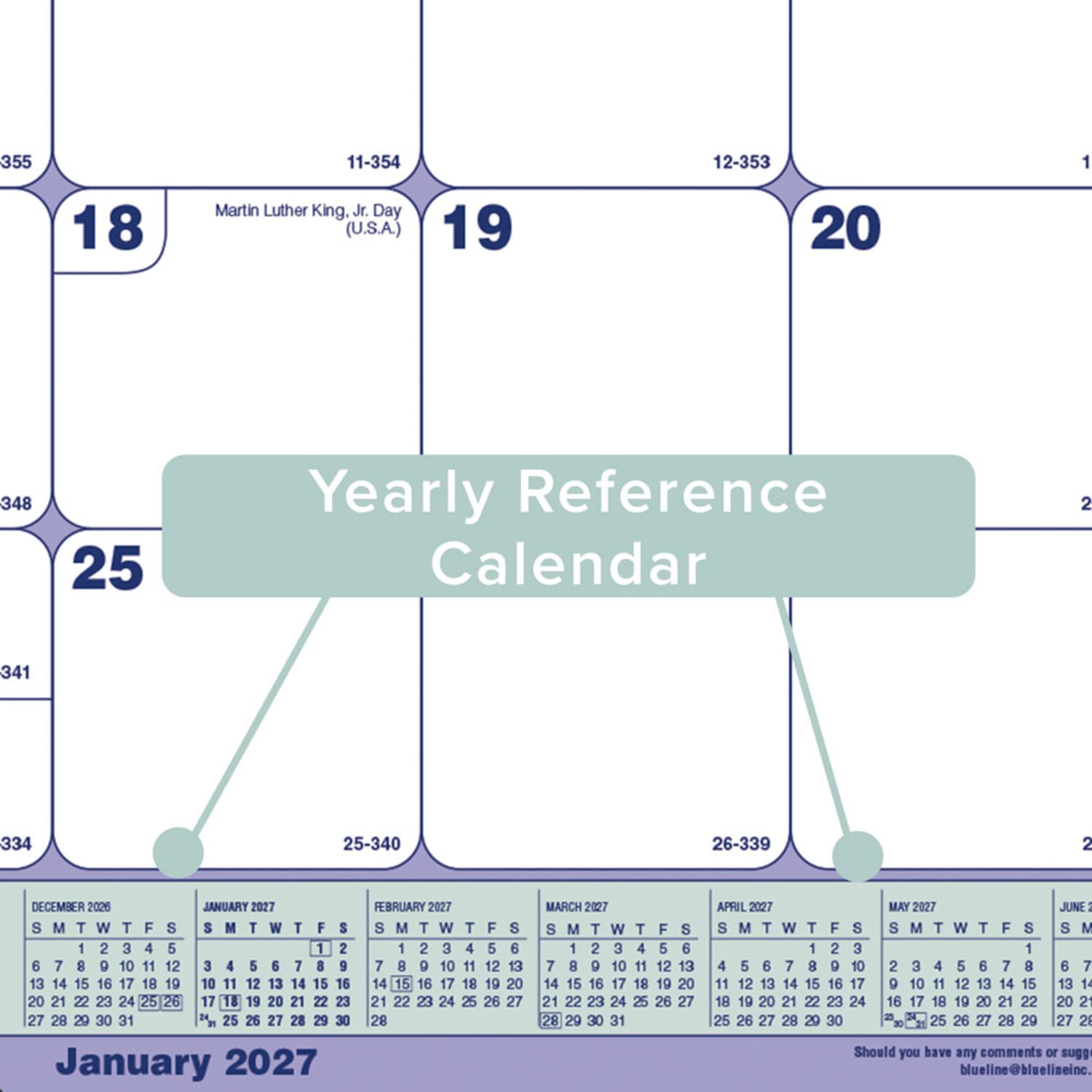 2027 Blueline Monthly Desk Pad Calendar, 21-1/4in x 16in, Blue/White, January To December, C181731, Total Qty 1 - Image 6
