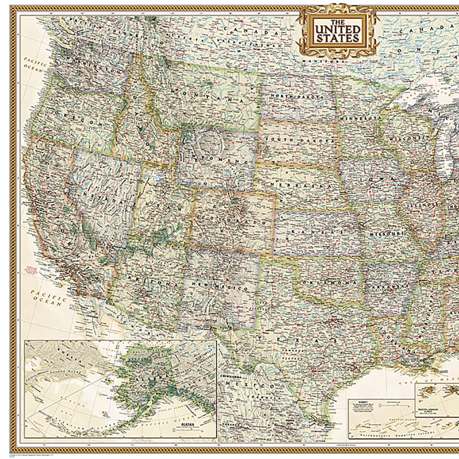 National Geographic United States Executive Map, Enlarged and Laminated, 69.25in x 48in - Image 3