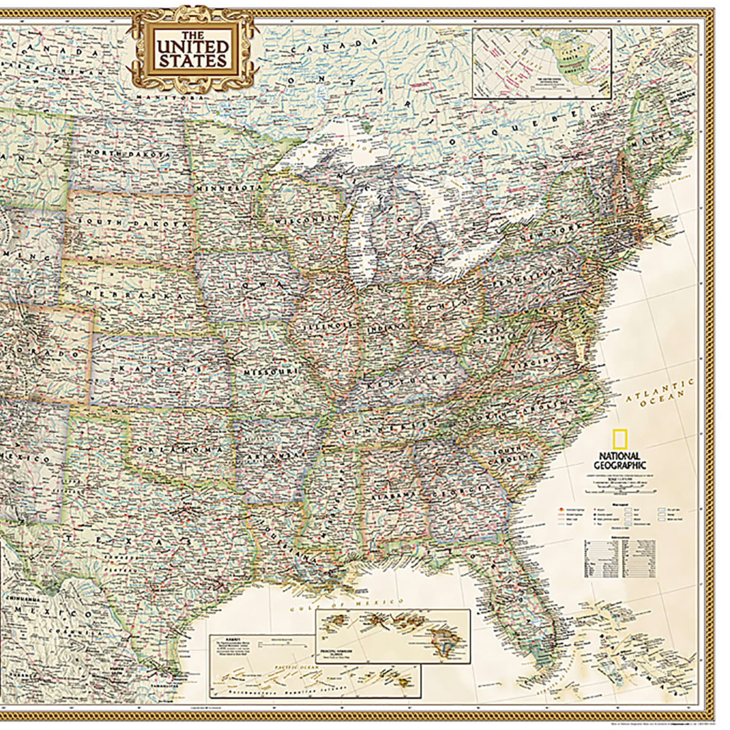 National Geographic United States Executive Map, Enlarged and Laminated, 69.25in x 48in - Image 4
