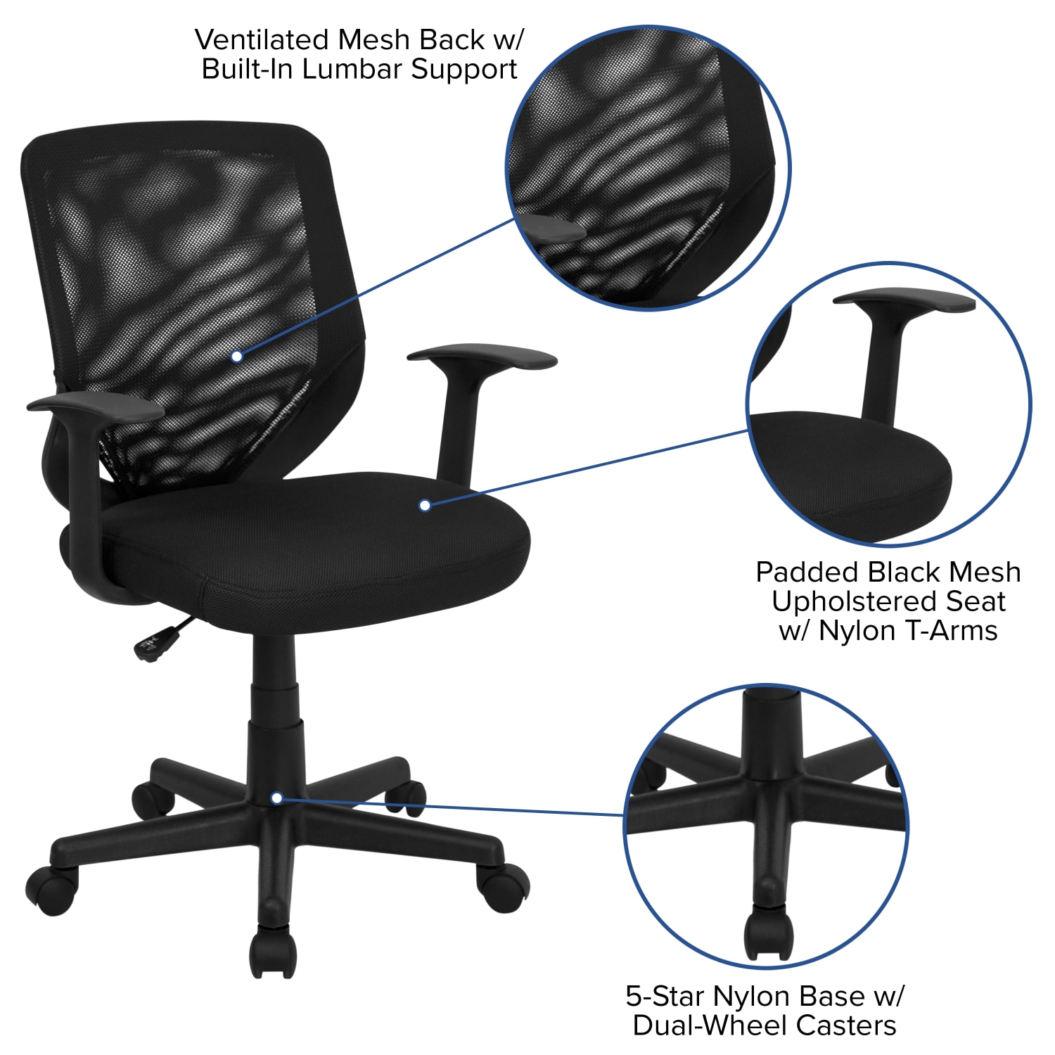 Flash Furniture Norris Mesh MidBack Swivel Task Chair Black PopularChairscom Flash Furniture Norris Mesh Mid Back Swivel Task Chair Black PopularChairscom