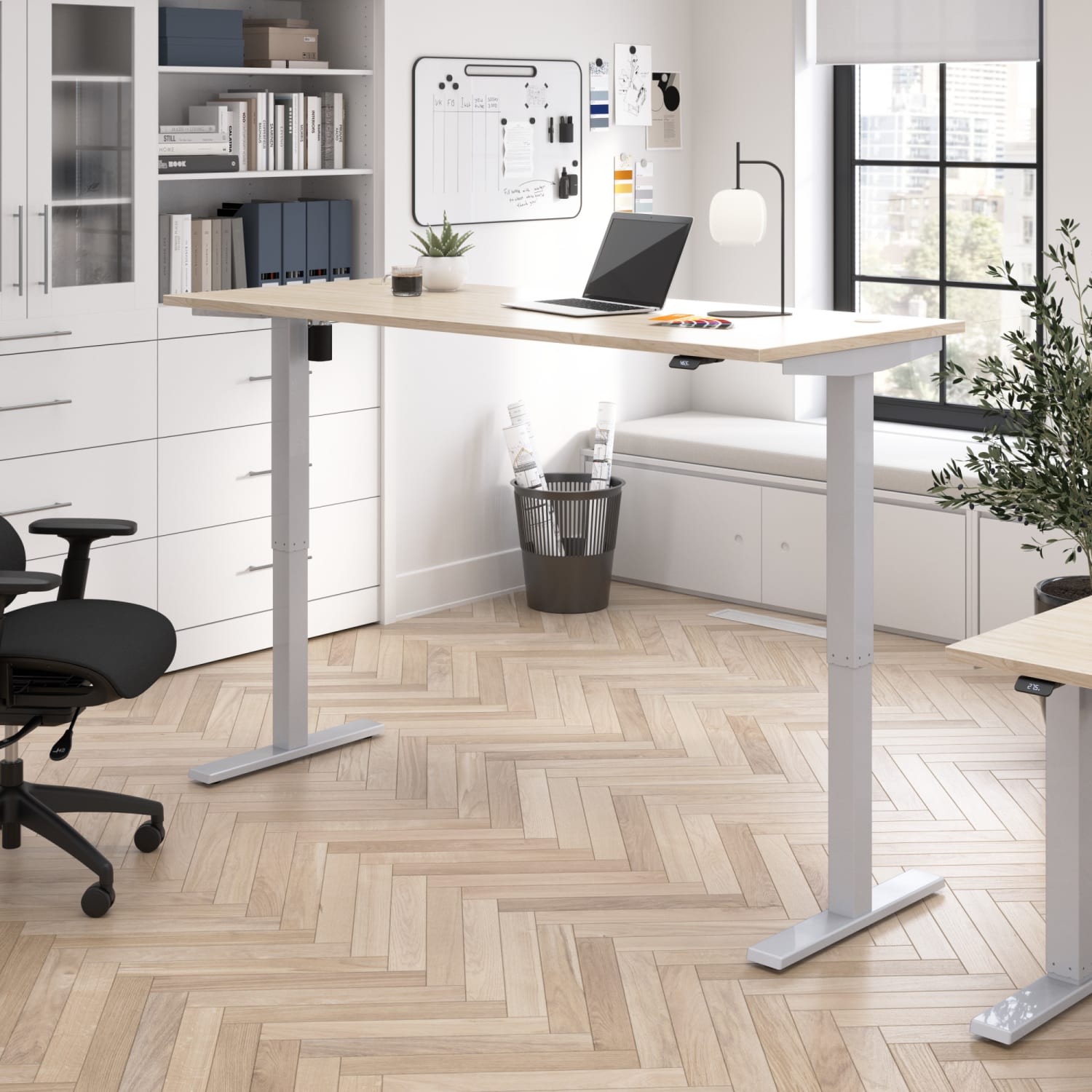 Move 40 Series by Bush Business Furniture 72inW Electric Height-Adjustable Standing Desk, Natural Elm/Cool Gray Metallic - Image 3