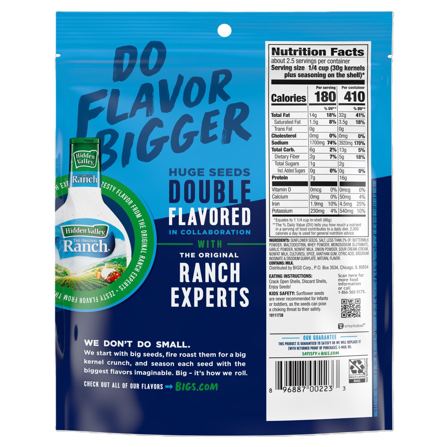 Bigs Zesty Ranch Sunflower Seed Bags, 5.35 Oz, Pack Of 12 Seed Bags - Image 3