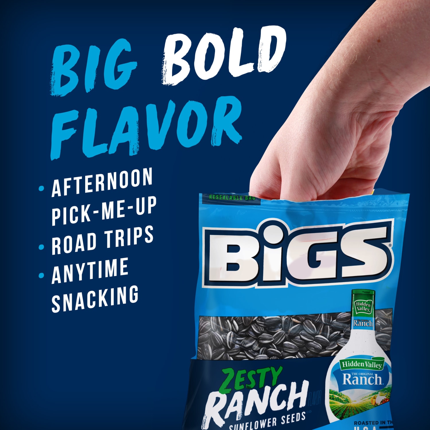 Bigs Zesty Ranch Sunflower Seed Bags, 5.35 Oz, Pack Of 12 Seed Bags - Image 4