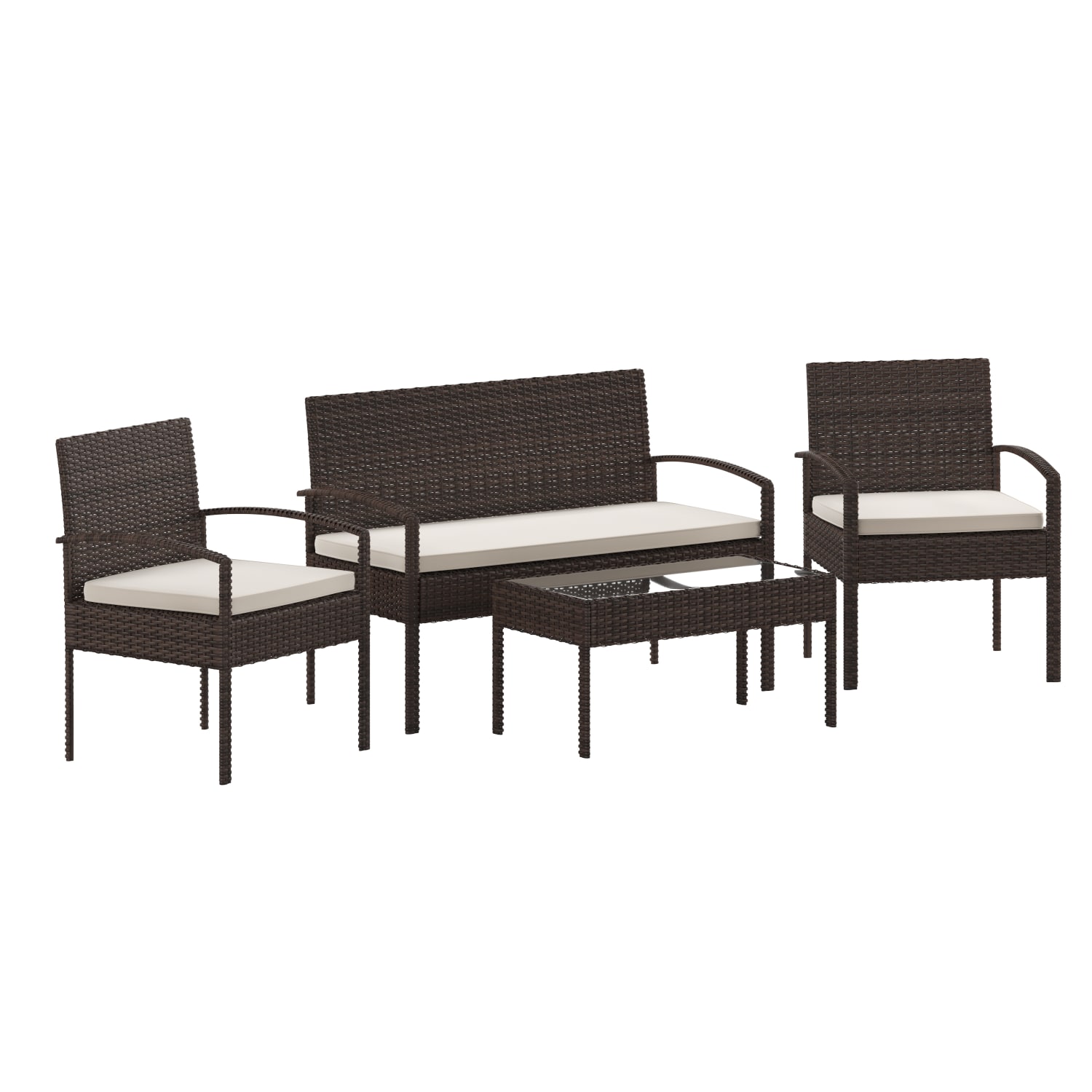 Flash Furniture Aransas Series Steel 4-Piece Patio Set, Beige/Brown - Image 3