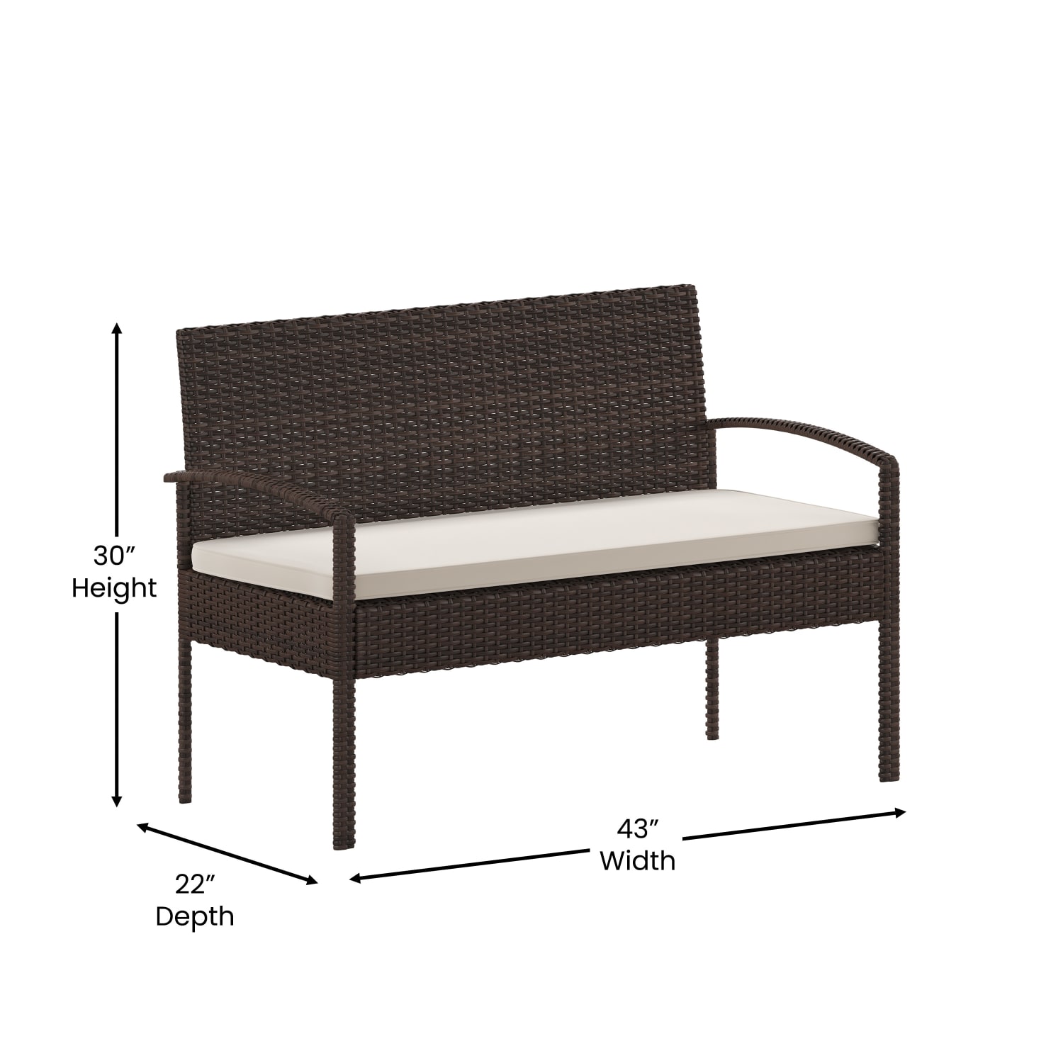 Flash Furniture Aransas Series Steel 4-Piece Patio Set, Beige/Brown - Image 6