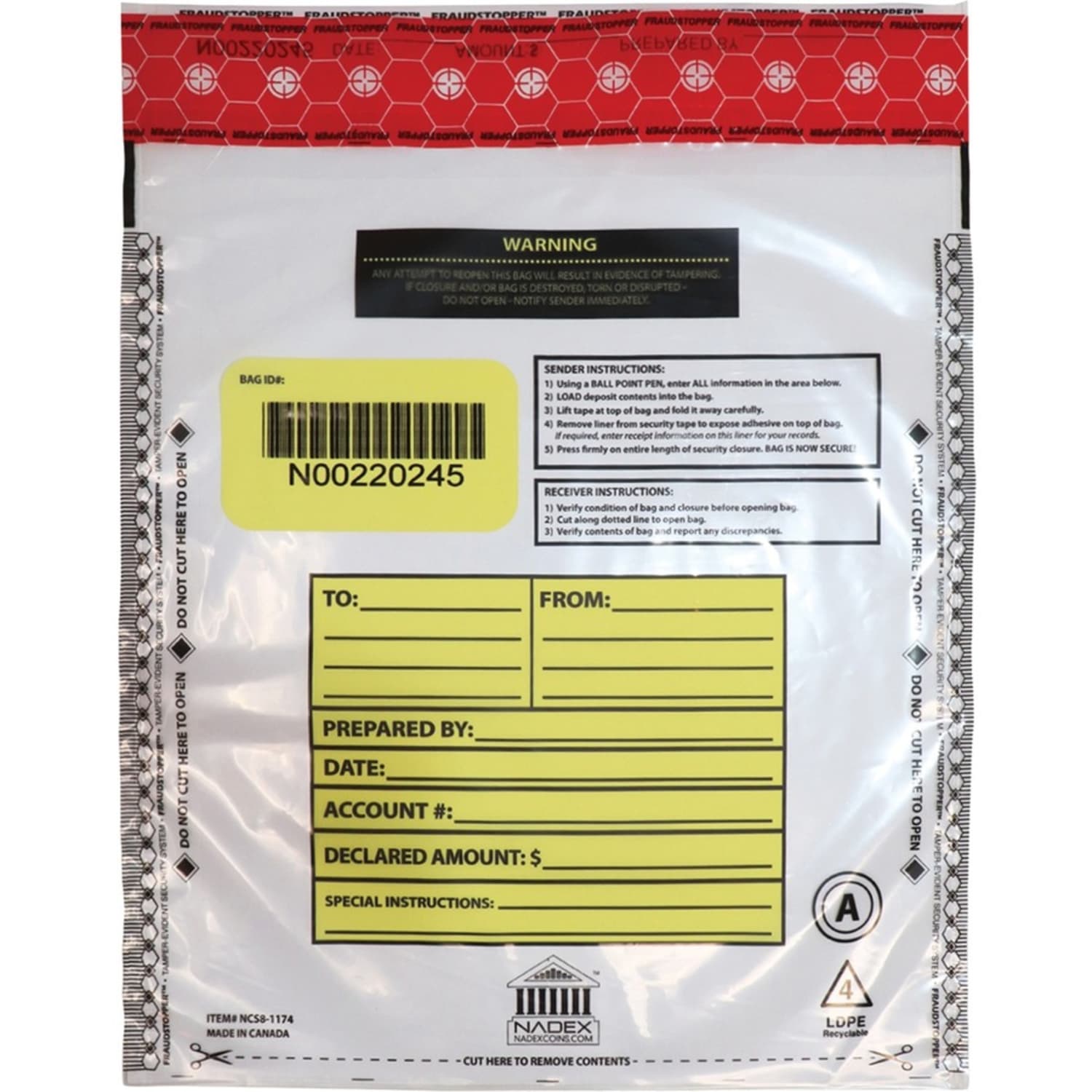 Nadex Coins Deposit Bags, 9x12, Clear, 100 Pack - 9in Width x 12in Length - Clear - Film - 100/Pack - Cash - Image 6