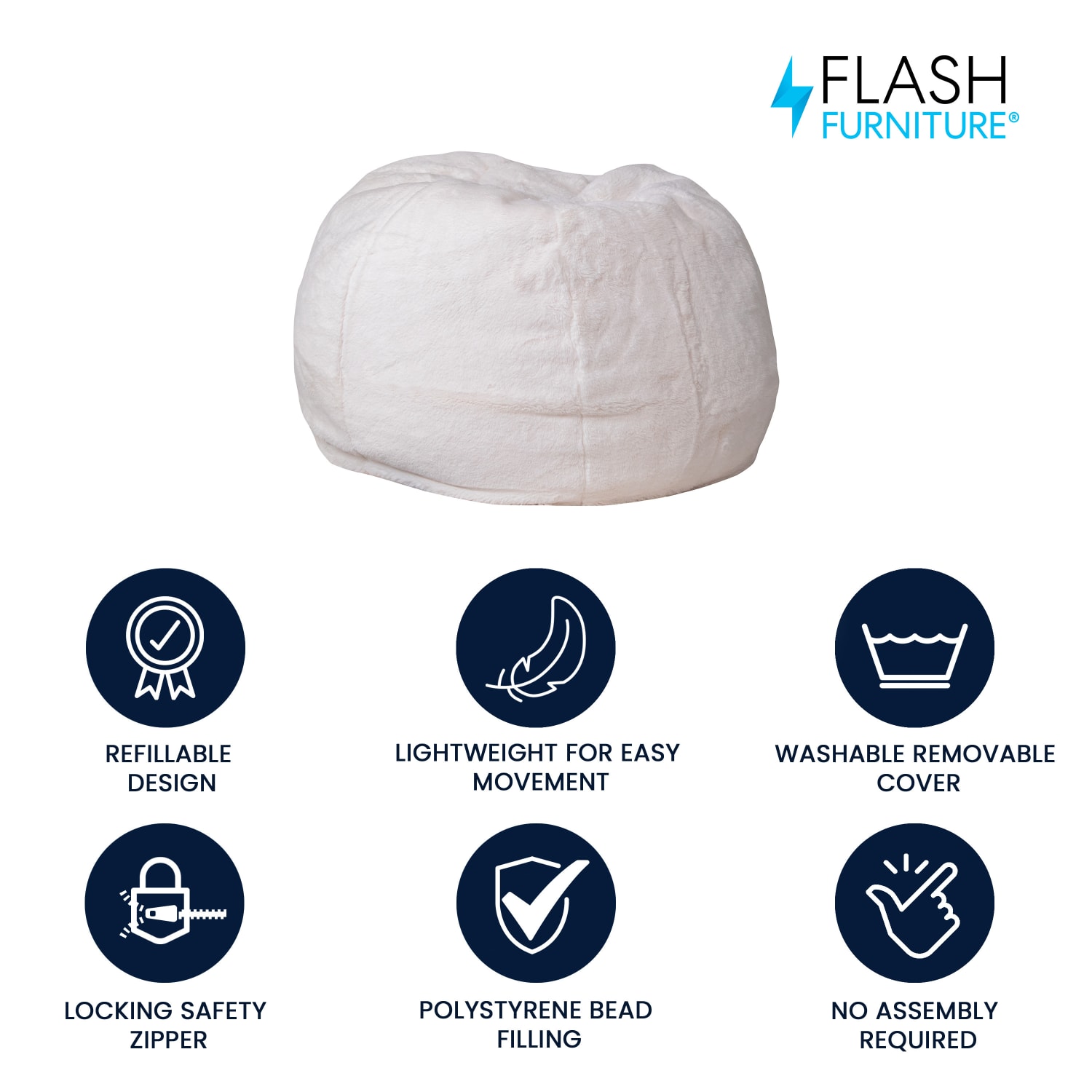 Flash Furniture Small Bean Bag Chair For Kids And Teens White Furry PopularChairscom Flash Furniture Small Bean Bag Chair For Kids And Teens White Furry PopularChairscom