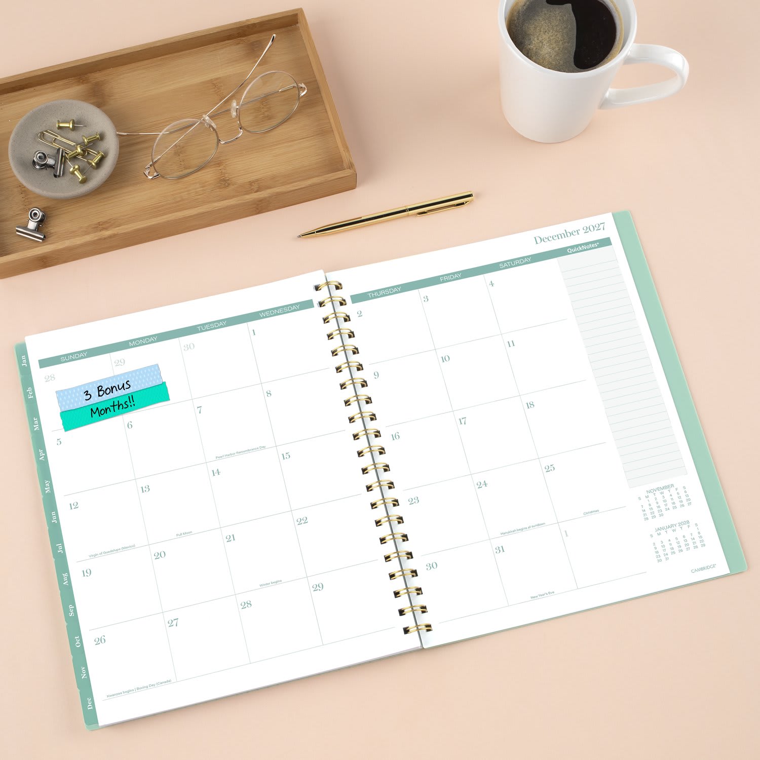 Mead Cambridge Glimmer 2027 Weekly Monthly Planner, Large, 8 1/2in x 11in - Image 4