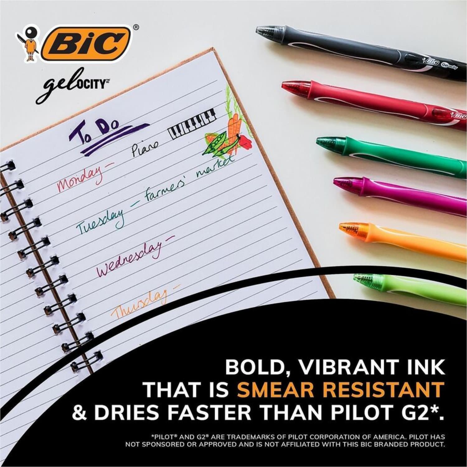 BIC Gelocity Gel Pens, Pack Of 12, Medium Point, 0.7 mm, Assorted Ink - Image 6