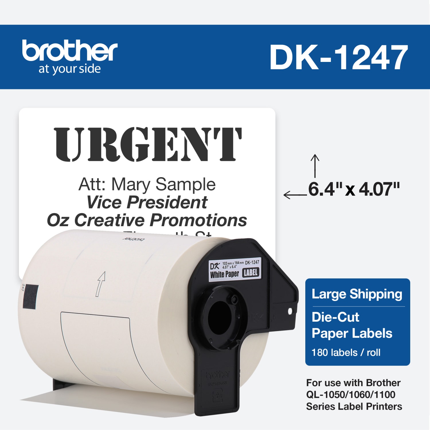 Brother Shipping Labels, White, Roll Of 180 Labels - Image 3