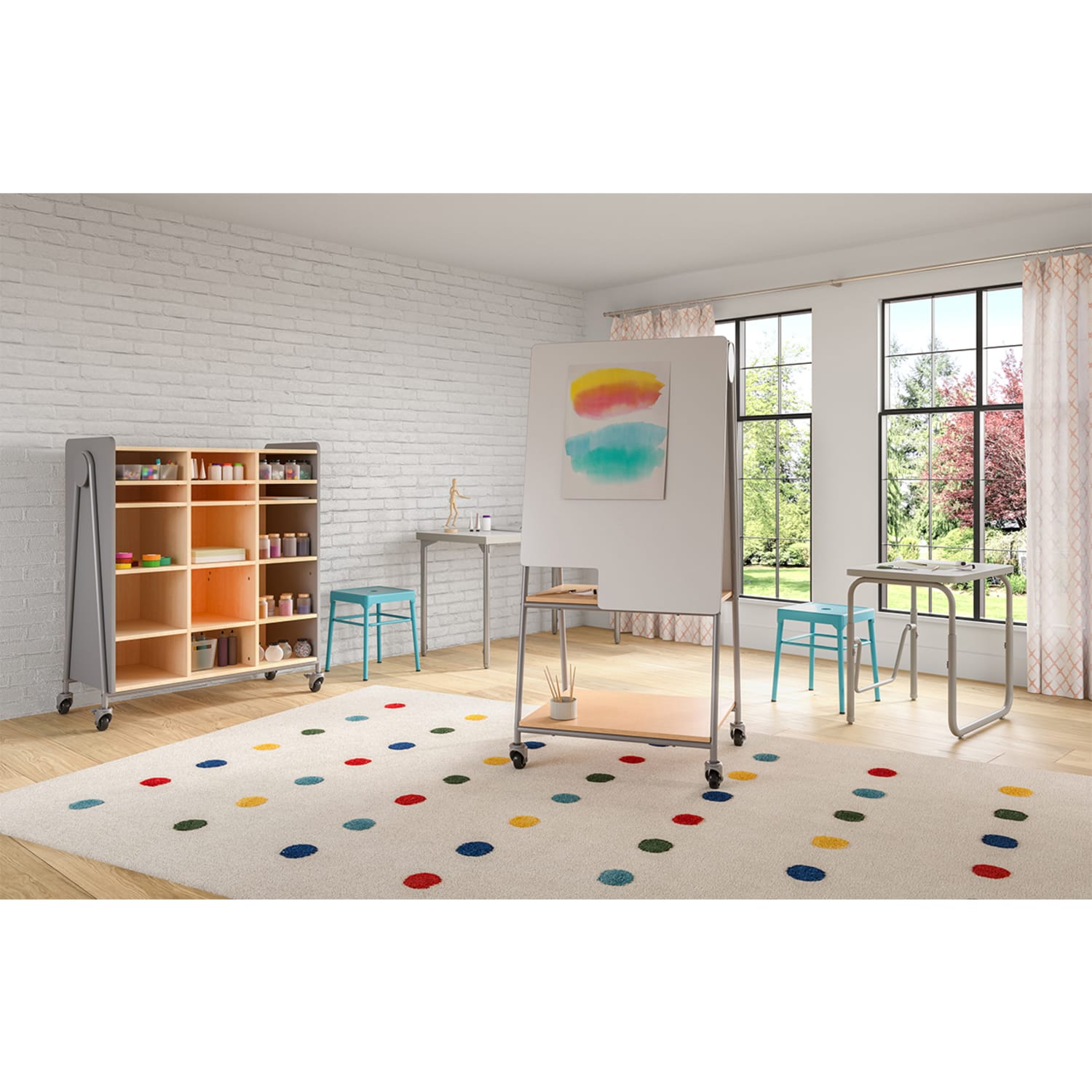 Safco Whiffle Triple-Column 15-Shelf Rolling Storage Cart, 48inH x 43-1/4inW x 19-3/4inD, Gray - Image 5