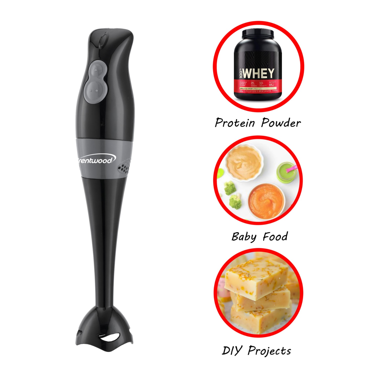 Brentwood 2-Speed Hand Blender, 200W, Black - Image 5