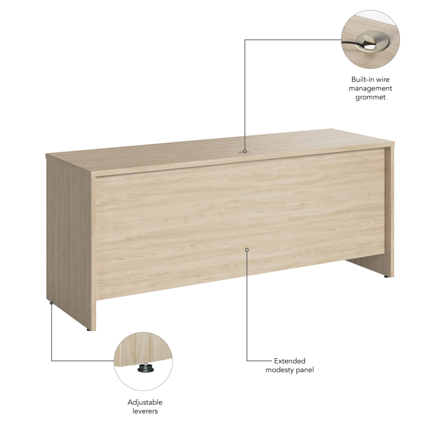 Bush Business Furniture Studio C 72inW Credenza Computer Desk, Natural Elm, Standard Delivery - Image 5