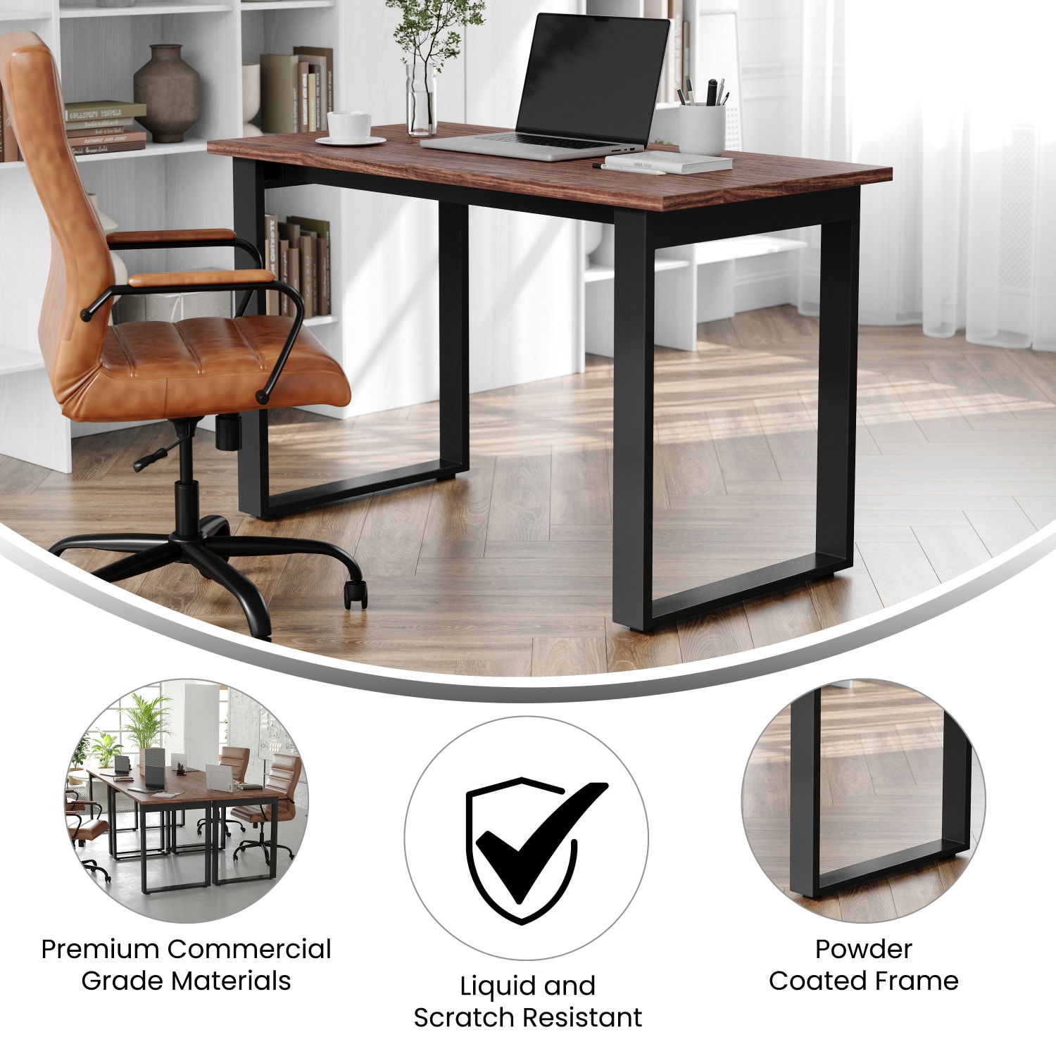 Flash Furniture Redmond Commercial 48x24 Conference Table with 1in Thick Double Sided Laminate Table Top with PVC Edging and Heavy Duty U-Frame Steel Base, Walnut - Image 4