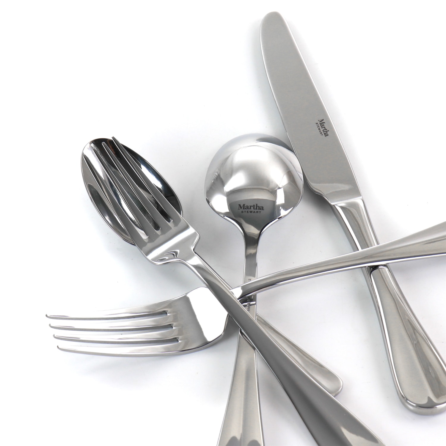 Martha Stewart Springbank Stainless-Steel 20-Piece Flatware Set, Silver - Image 4