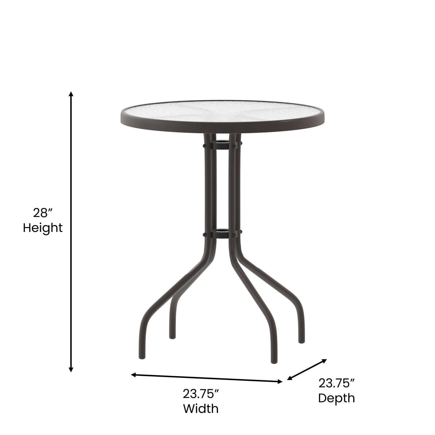 Flash Furniture Bellamy Round Tempered Glass Metal Outdoor Furniture Table, 28inH x 23-3/4inW x 23-3/4inD, Clear/Bronze - Image 6
