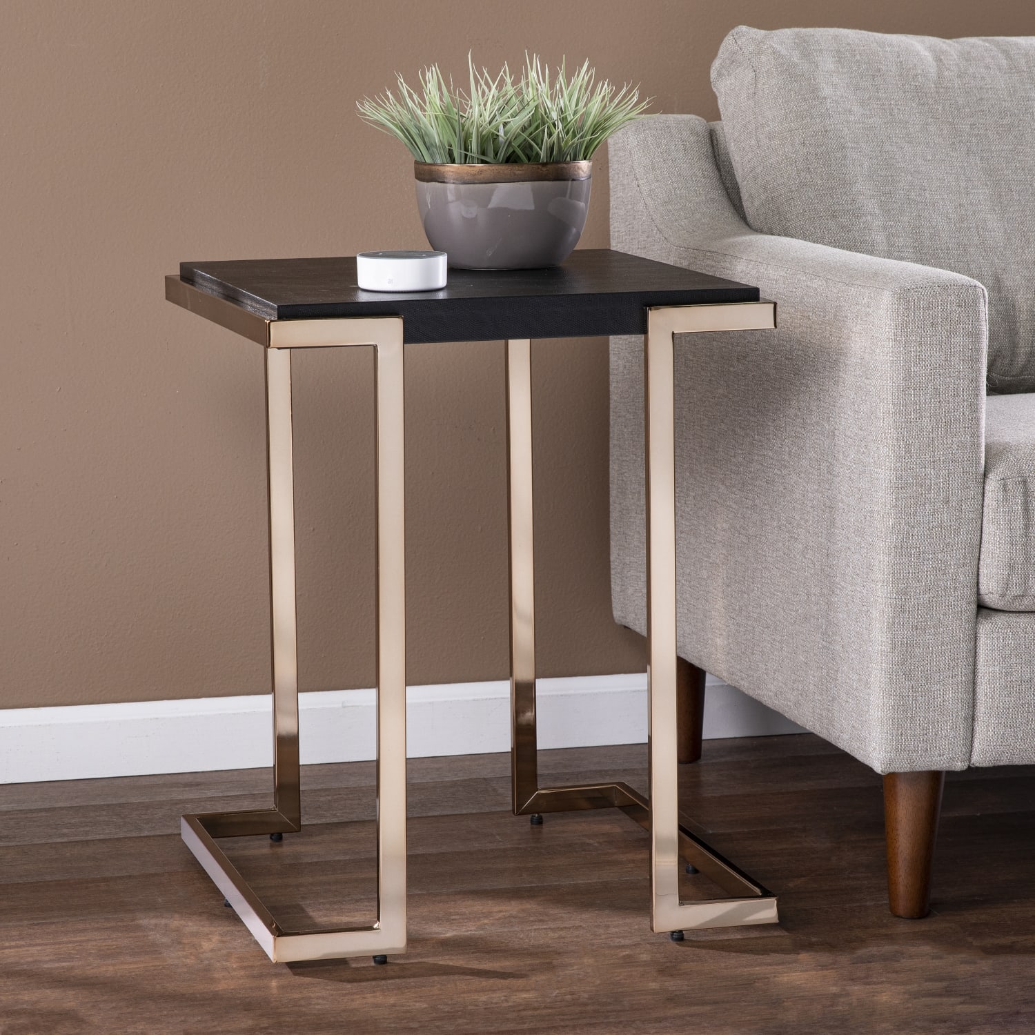 SEI Barcia Side Table, 24inH x 19-1/4inW x 19-1/4inD, Black/Champagne - Image 4