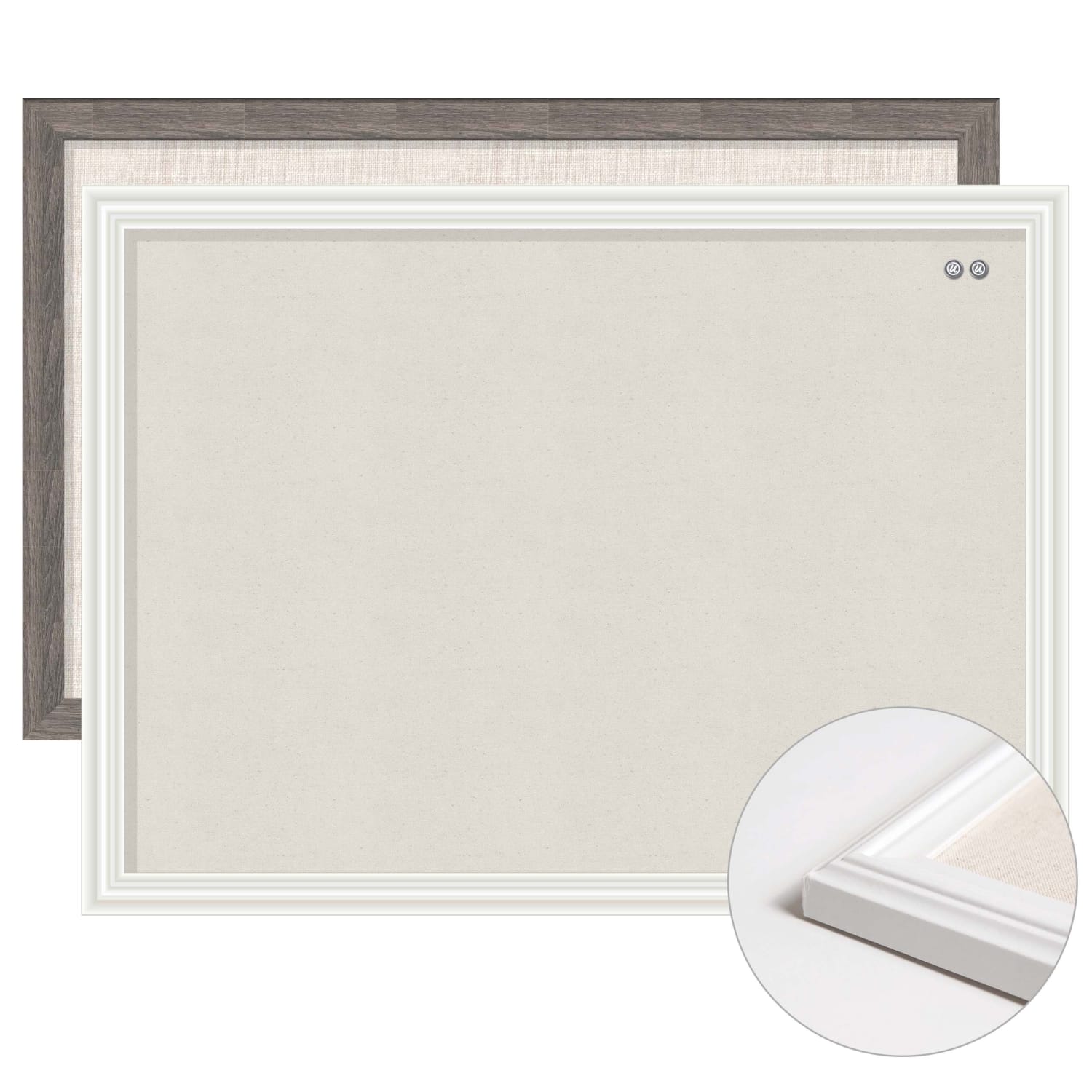 U Brands Linen Bulletin Board, 23in X 17in, White Wood Decor Frame - Image 3