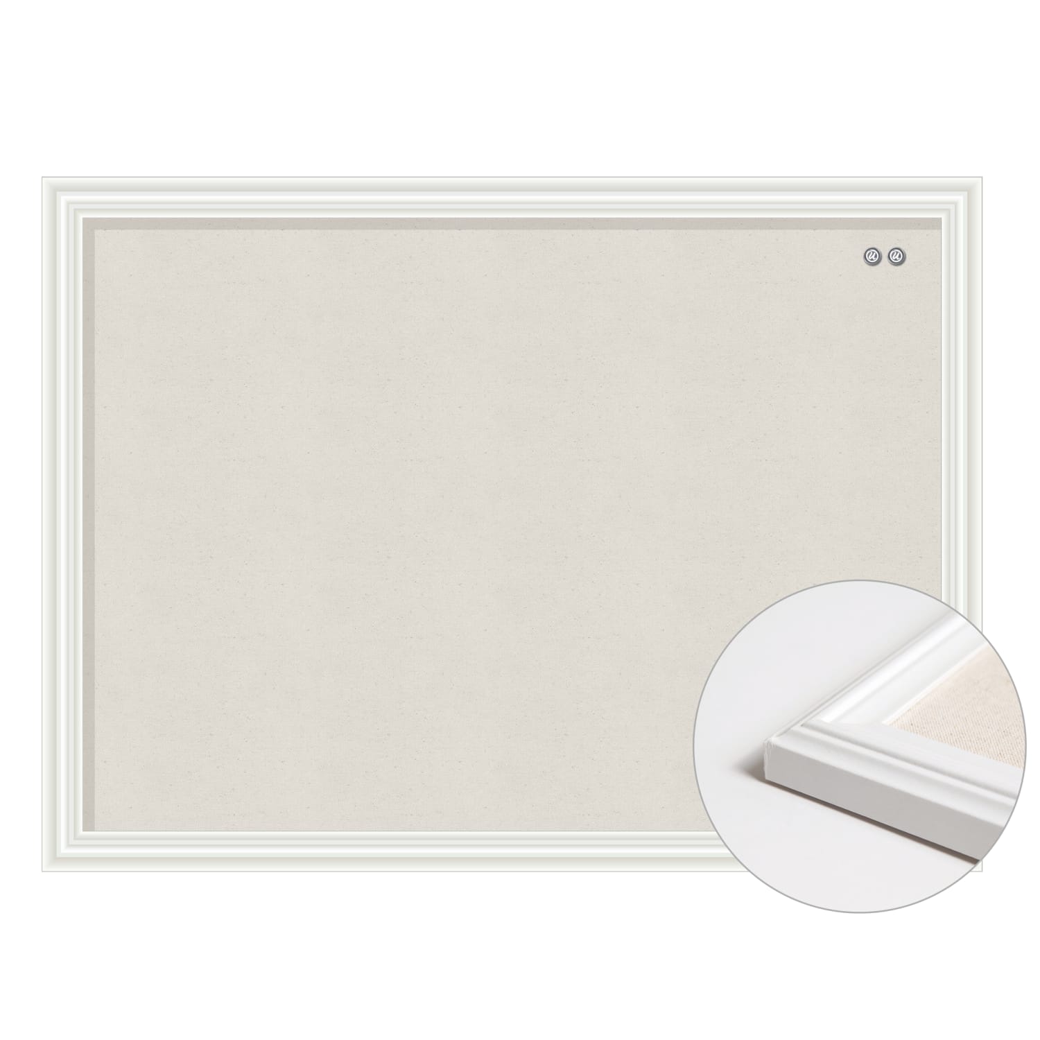 U Brands Linen Bulletin Board, 23in X 17in, White Wood Decor Frame - Image 4