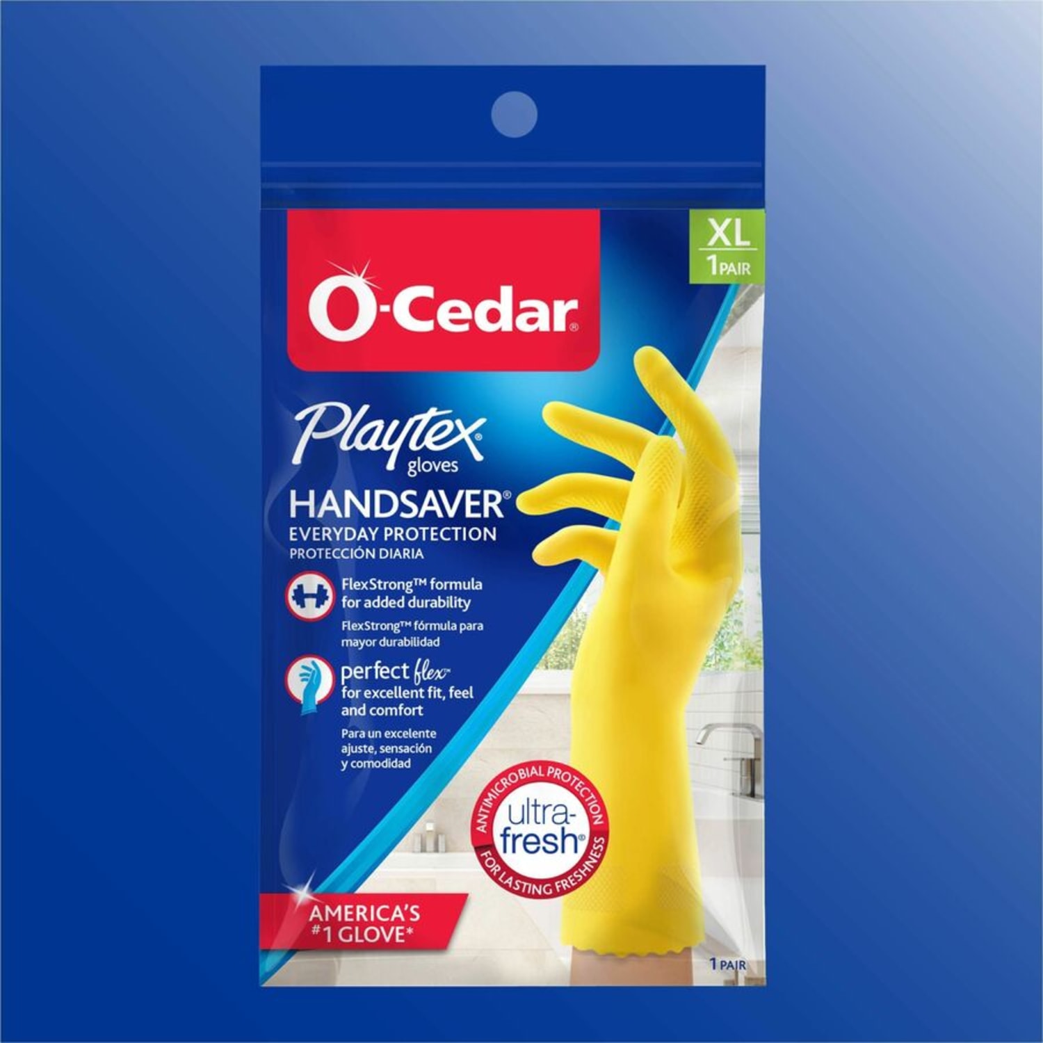 O-Cedar Playtex Handsaver Gloves - Hot Water, Chemical Protection - Small Size - Latex, Nitrile, Neoprene - Yellow - Long Lasting, Durable, Anti-microbial, Odor Resistant, Comfortable, Textured Fingertip, Textured Palm, Reusable - For Household - 2 / Pair - Image 6