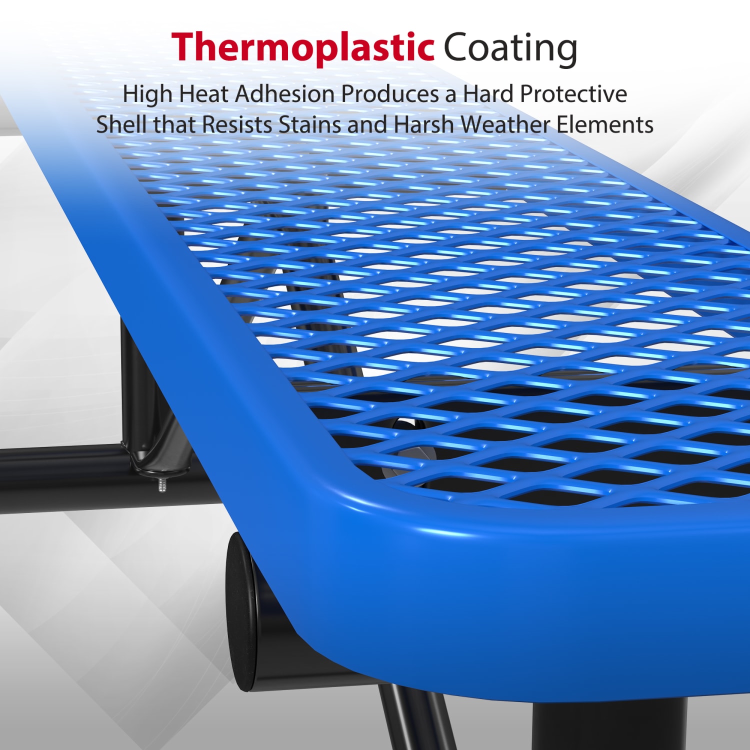Leisure Craft Outdoor Bench, 18-3/8inH x 72inW x 15inD, Black/Blue - Image 5