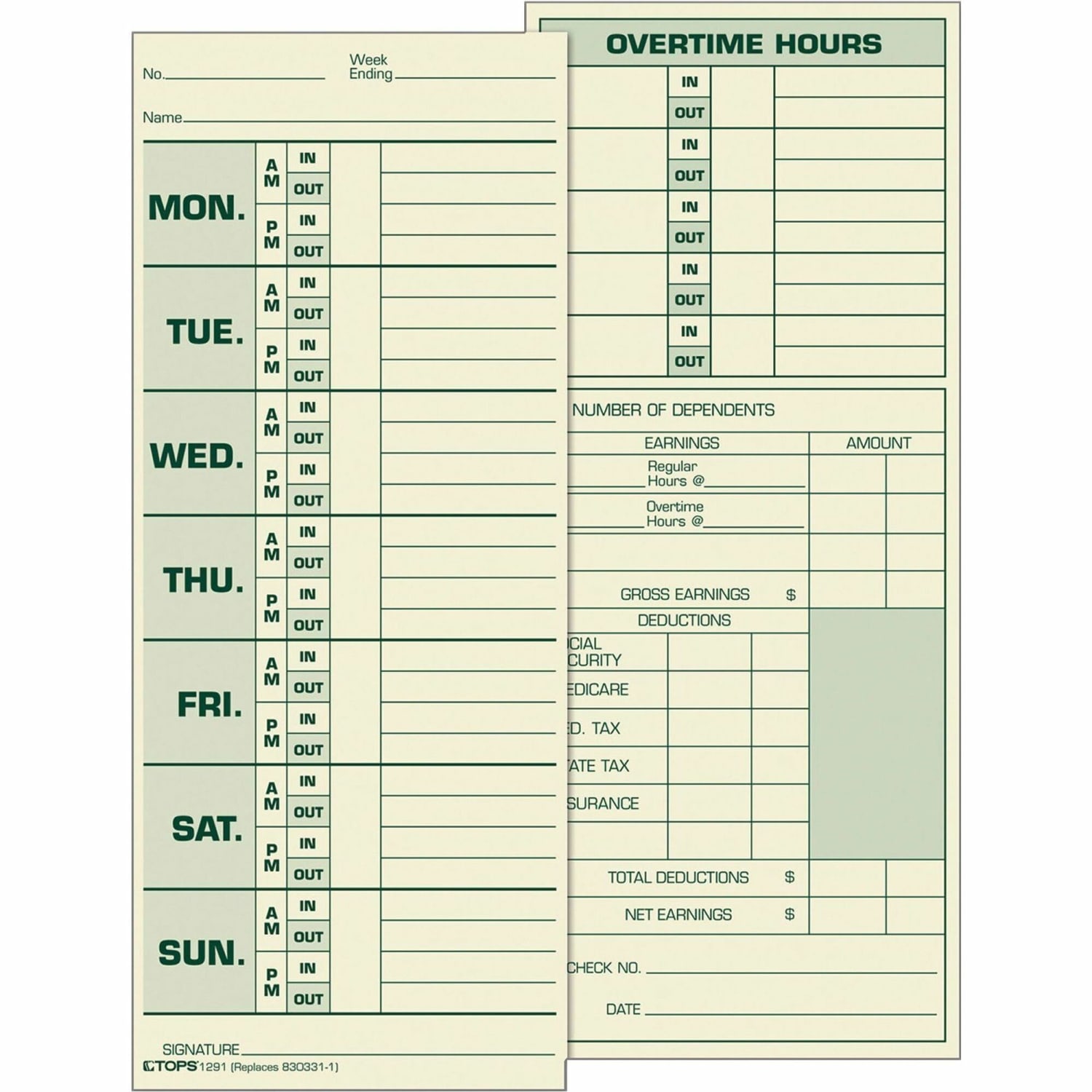 TOPS Time Cards (Replaces Original Card 331-10), Named Days, 2-Sided, 8 1/2in x 3 1/2in, Box Of 500 - Image 3
