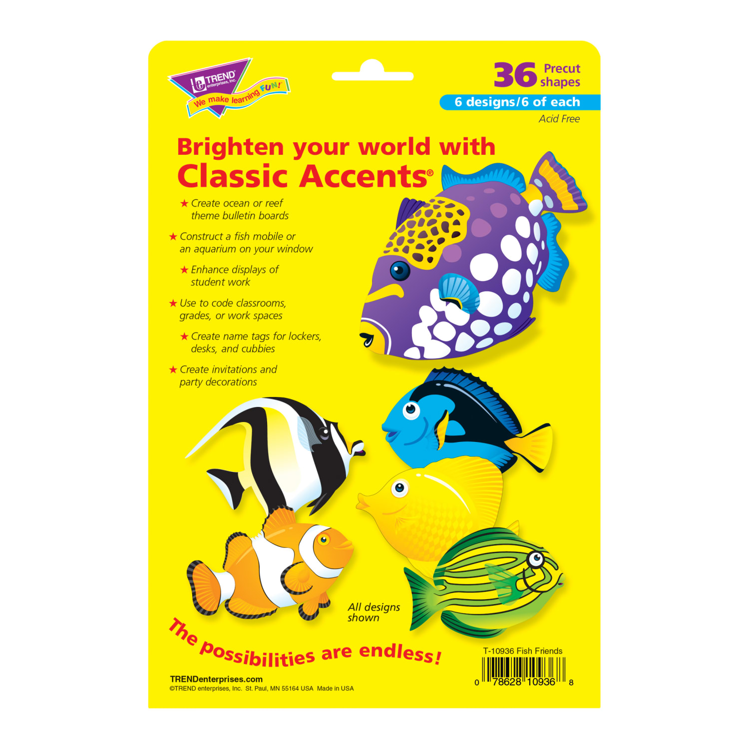 TREND Classic Accents, Fish Friends, 36 Accents Per Pack, Set Of 3 Packs - Image 4