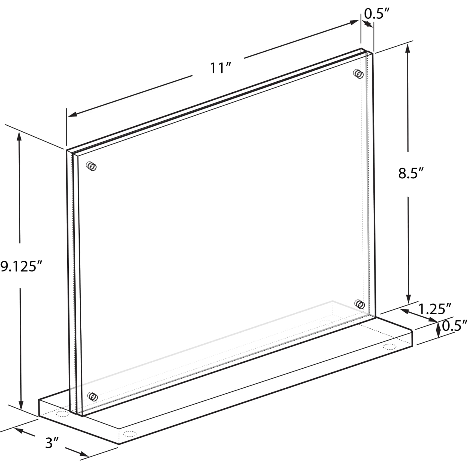Azar Displays Acrylic Horizontal Slim Deluxe Block Frame, 8-1/2inH x 11inW x 3'D, Clear - Image 3