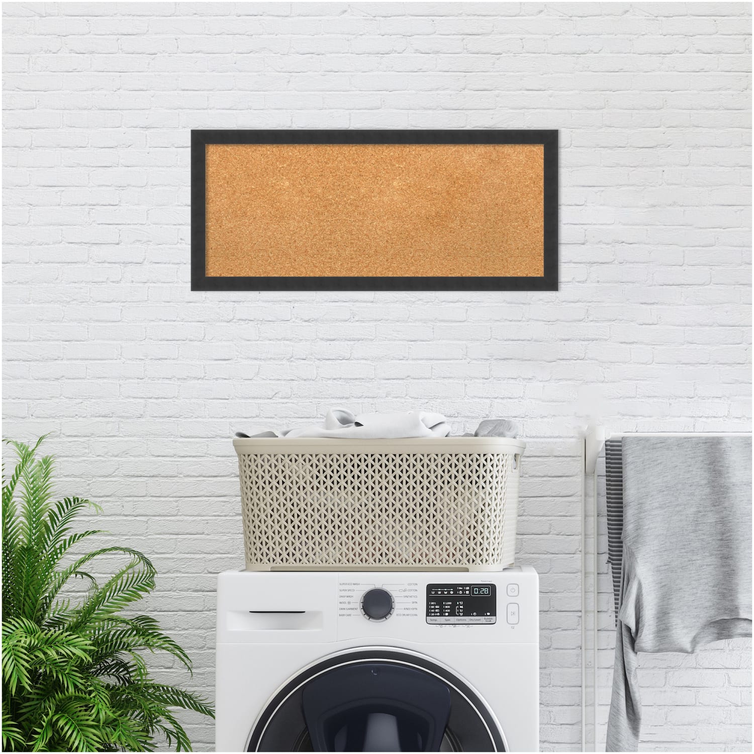 Amanti Art Cork Bulletin Board, 32in x 14in, Natural, Mezzanotte Black Wood Frame - Image 6
