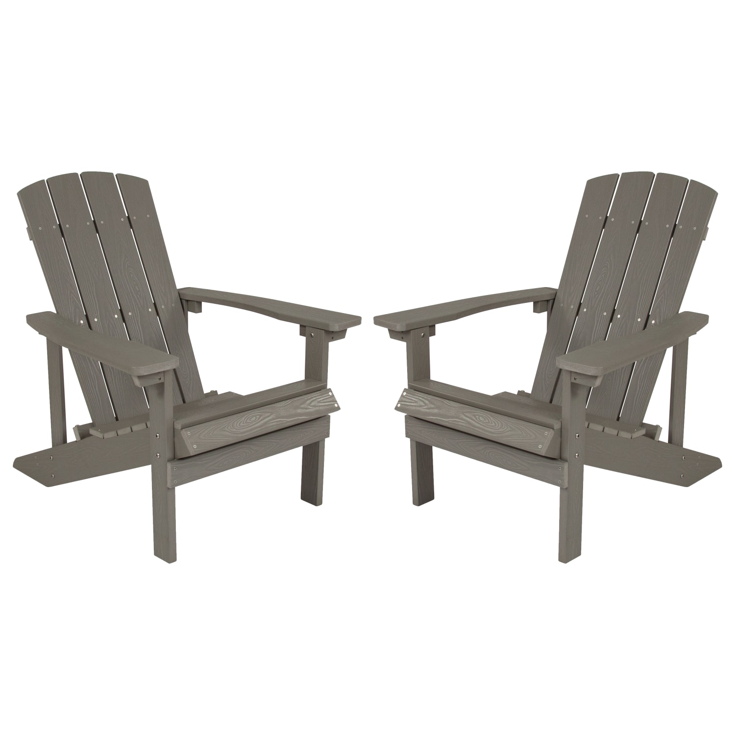 Flash Furniture Charlestown All Weather Poly Resin Wood Adirondack Chairs Gray Set Of 2 Chairs PopularChairscom