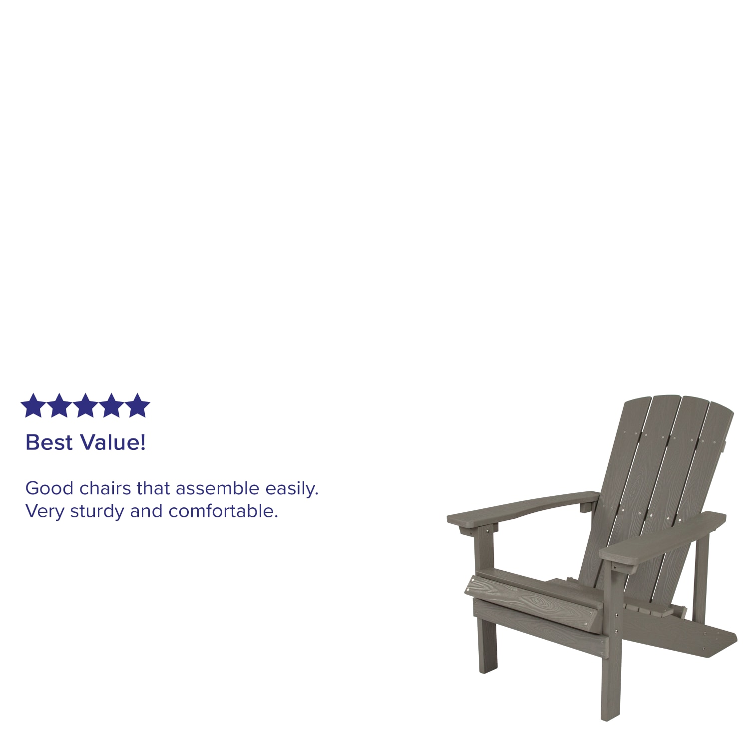 Flash Furniture Charlestown All Weather Poly Resin Wood Adirondack Chairs Gray Set Of 2 Chairs PopularChairscom