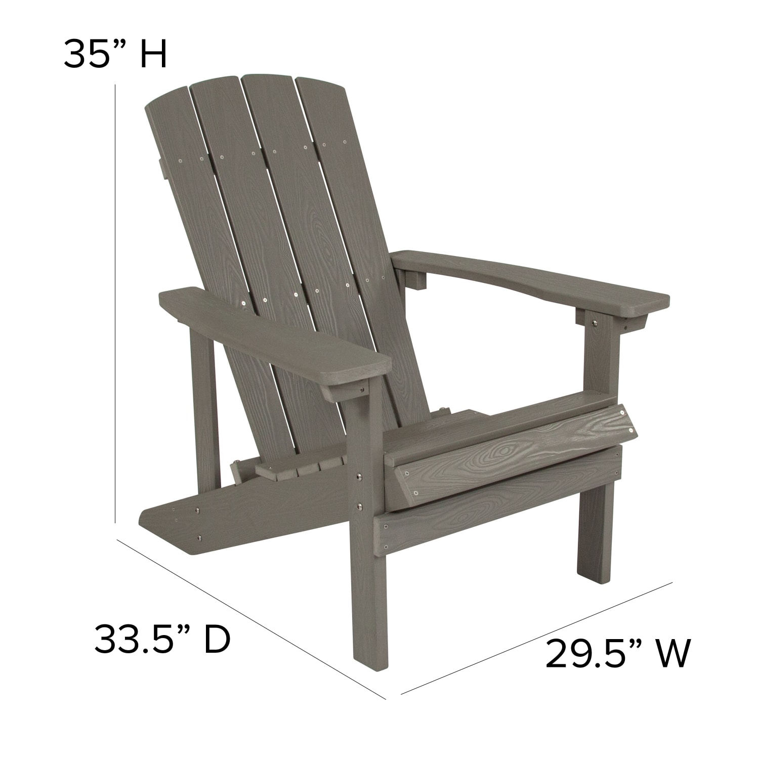 Flash Furniture Charlestown All Weather Poly Resin Wood Adirondack Chairs Gray Set Of 2 Chairs PopularChairscom