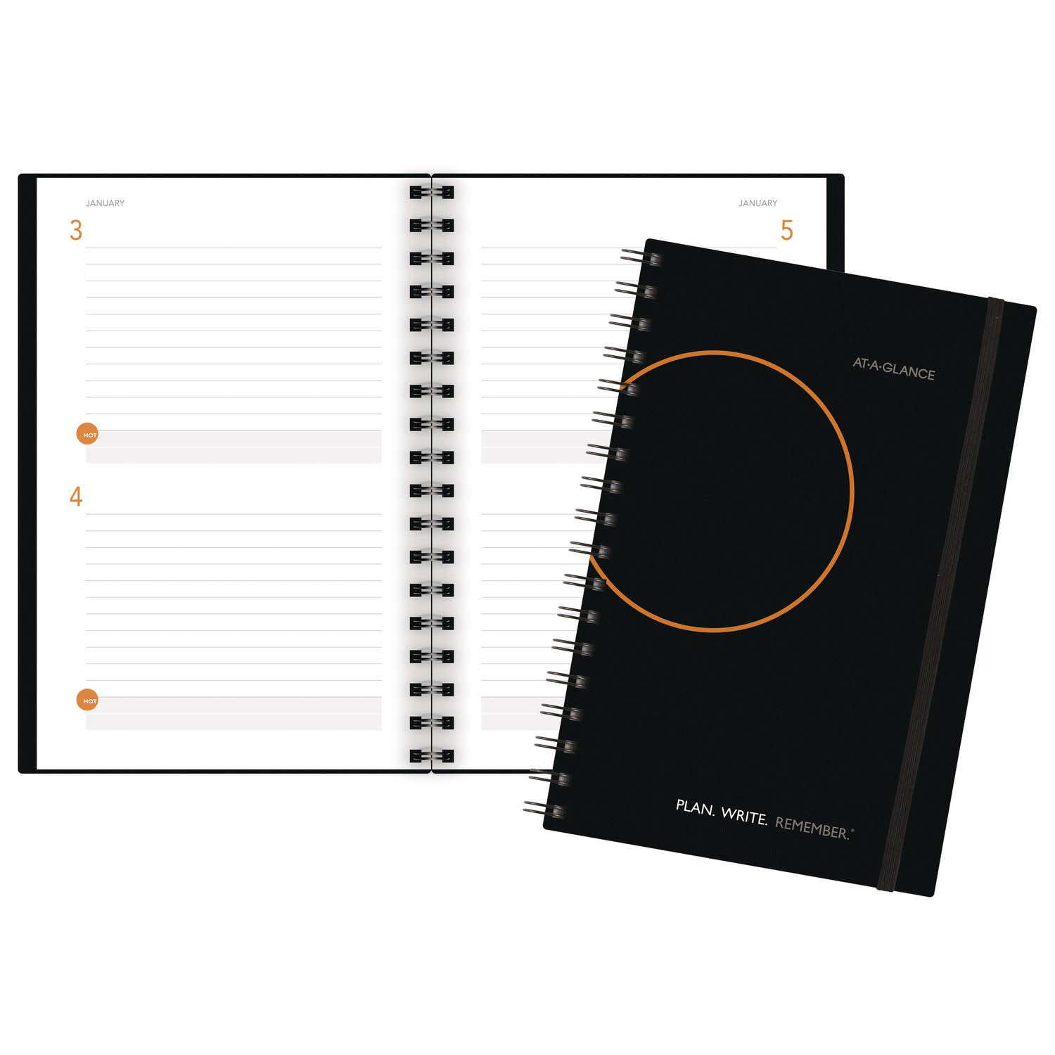 AT-A-GLANCE Plan. Write. Remember. Two Days Per Page Planning Notebook, Undated, 6in x 9in, Black - Image 3