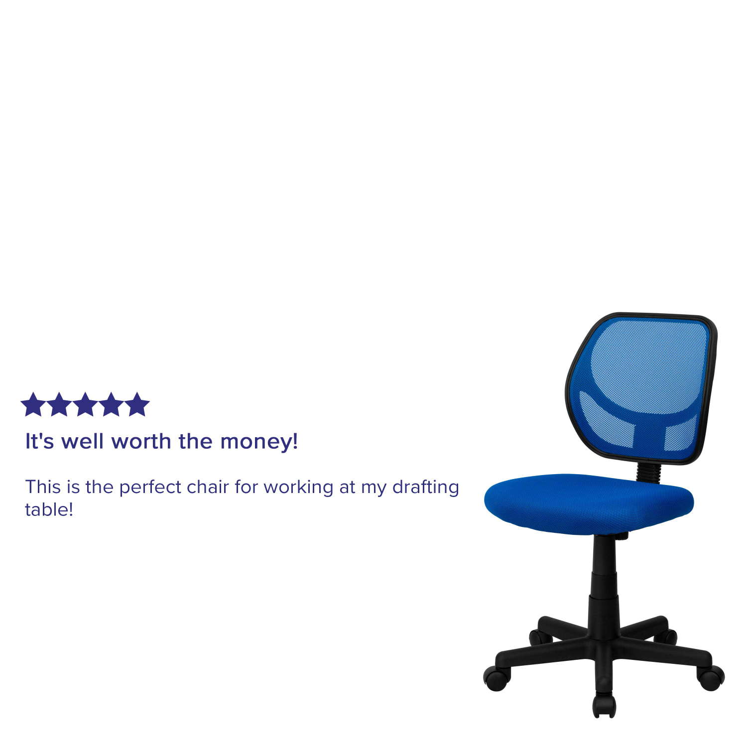 Flash Furniture Mesh Low-Back Swivel Chair, Blue/Black - Image 6