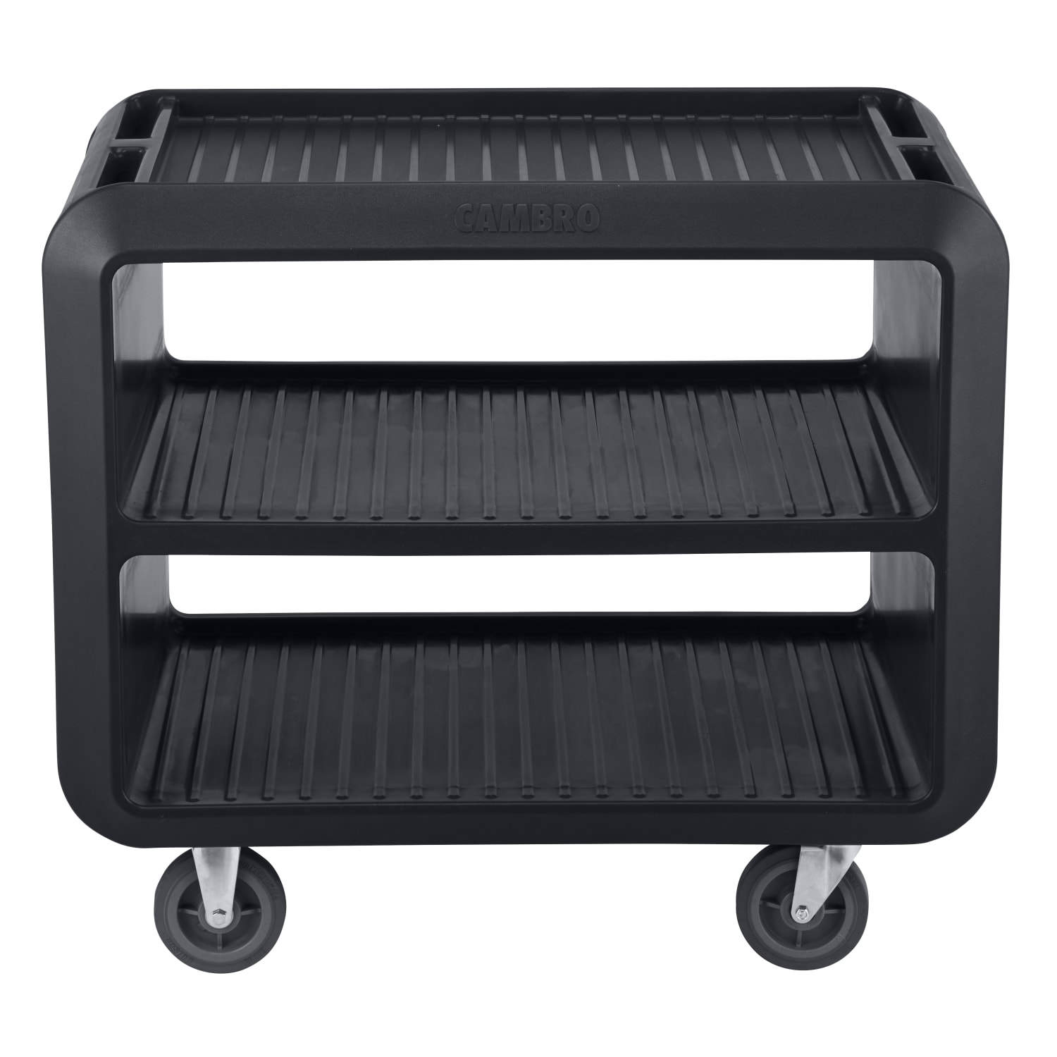 Cambro Service Cart Pro 3-Shelf Plastic Food Service Cart, 37-1/16inH x 23-13/16inW x 41-1/2inD, Black - Image 3