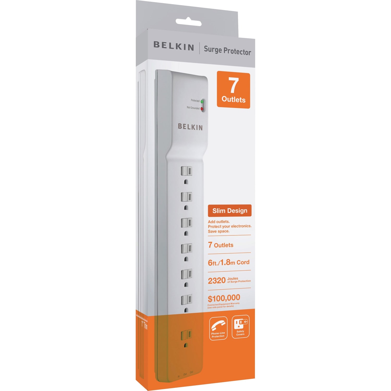 Belkin Home/Office Series Surge Protector With 7 Outlets, 6ft Cord - Image 4
