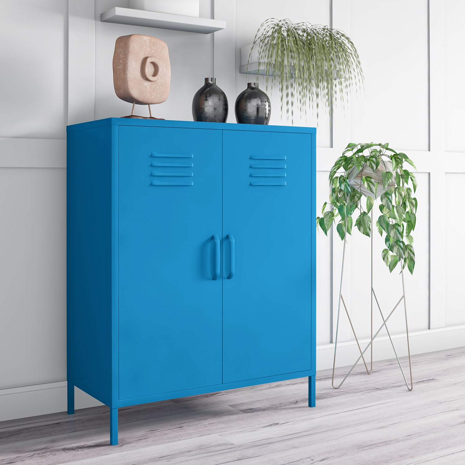 Ameriwood Home Cache 2-Door Metal Locker Storage Cabinet, 40inH x 31-1/2inW x 15-3/4inD, Blue - Image 3